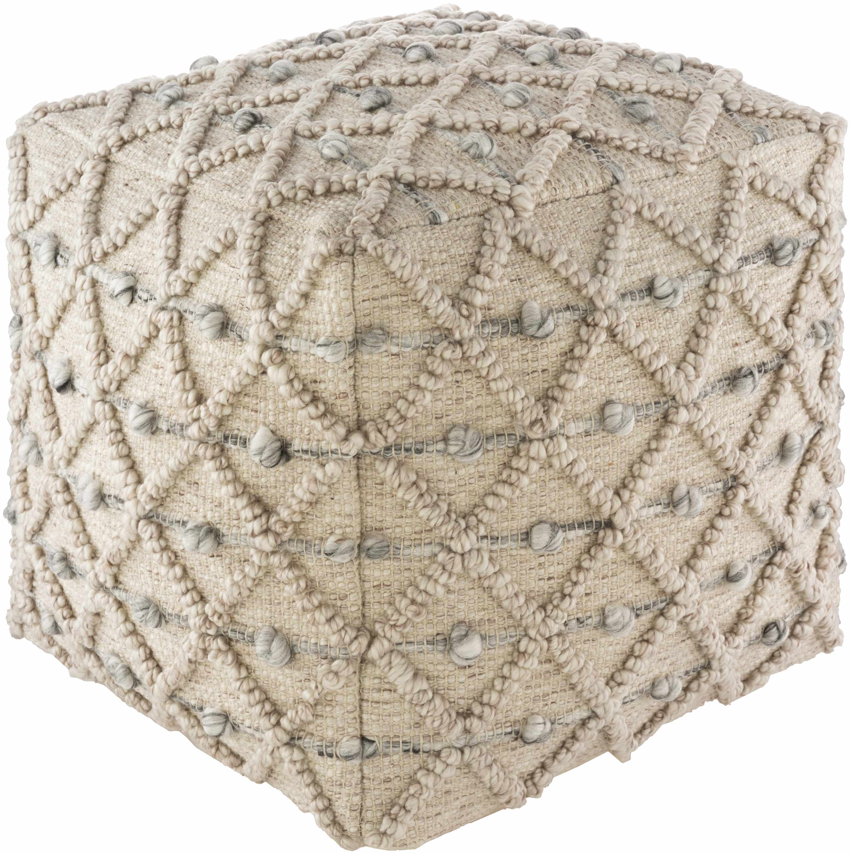 Serpentine Taupe Hand Woven Pouf-0