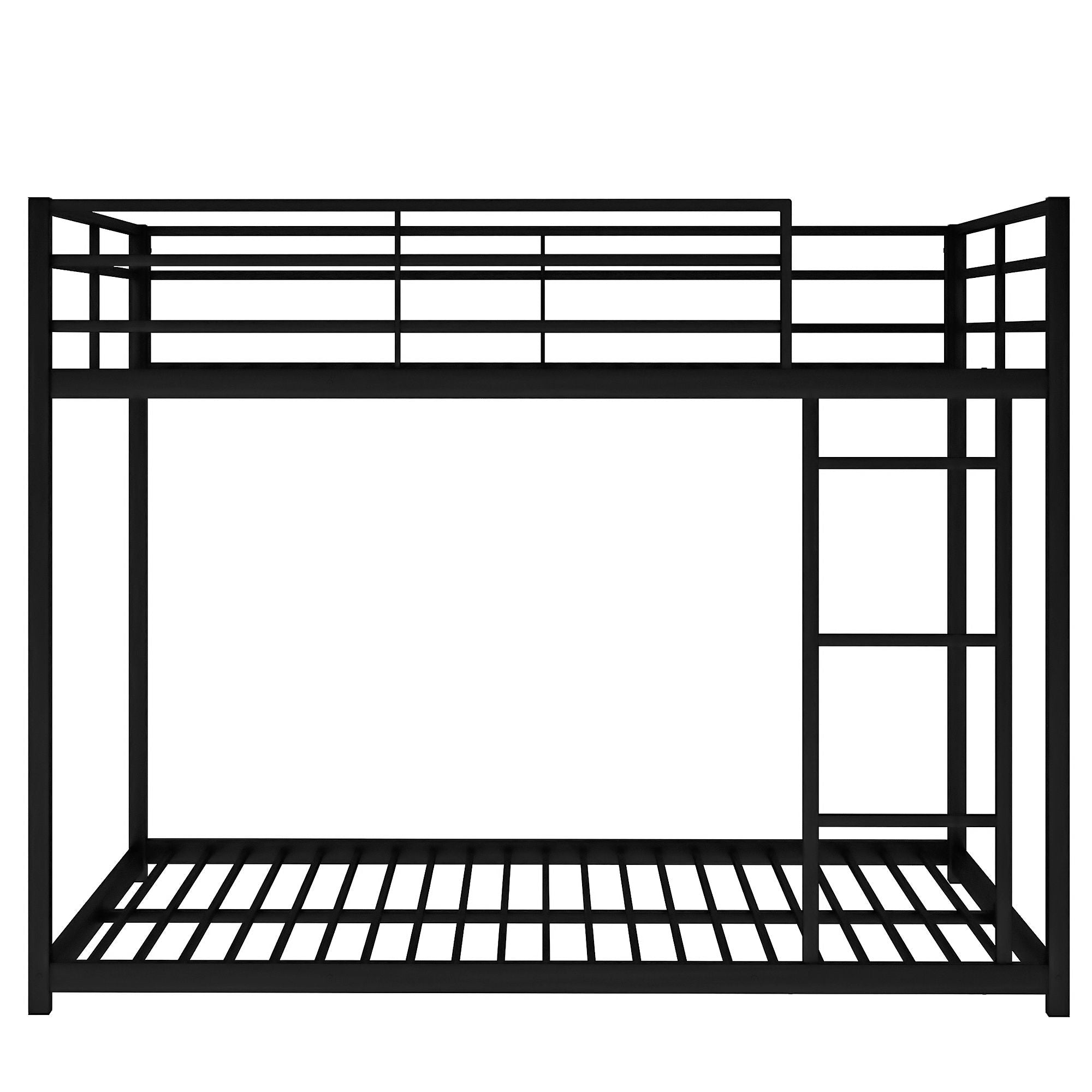 Shared Kids Room Full Over Full Metal Bunk Bed Low Profile with Ladder Black | Just Better Bunk Beds