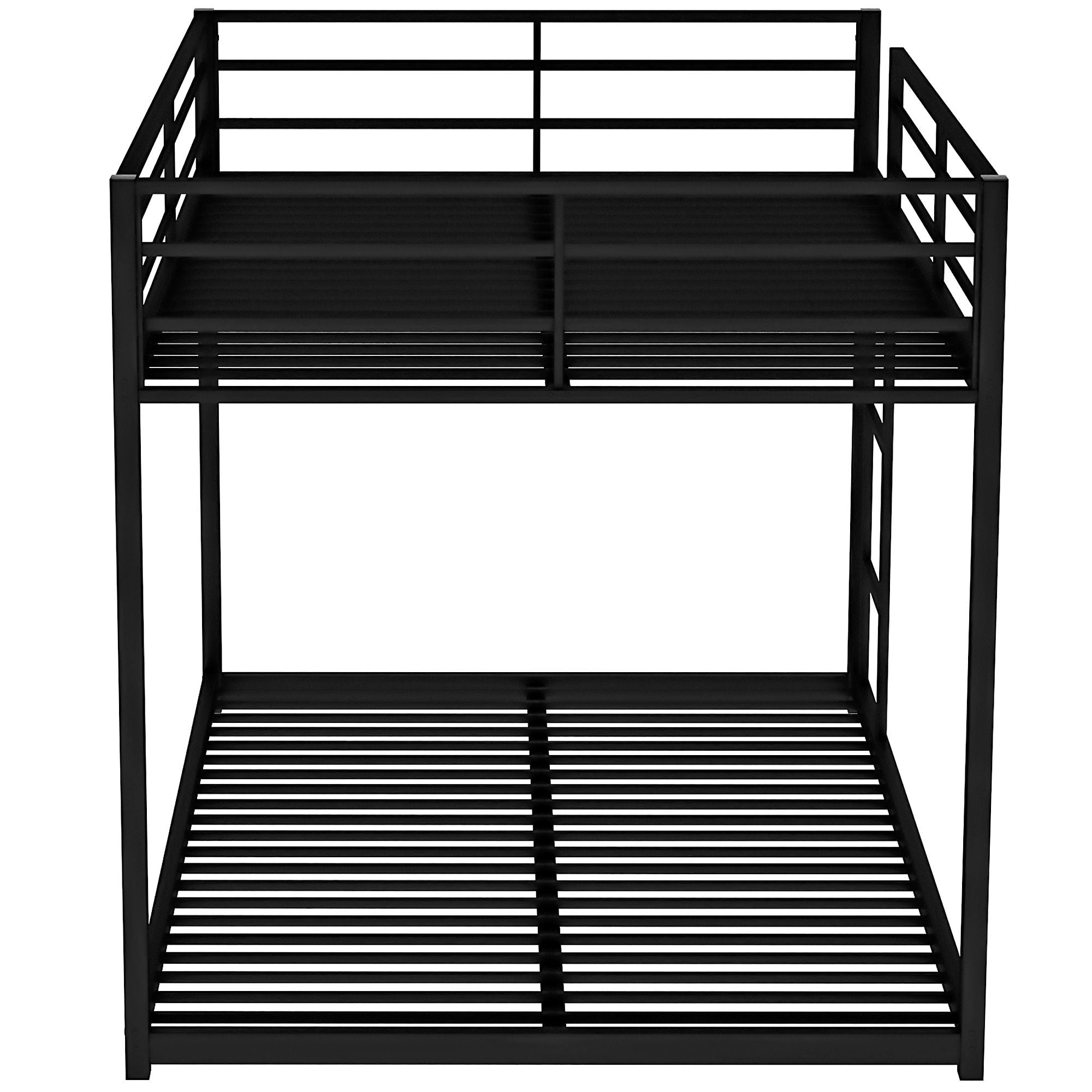 Shared Kids Room Full Over Full Metal Bunk Bed with Ladder, Black, Low Profile | Just Better Bunk Beds
