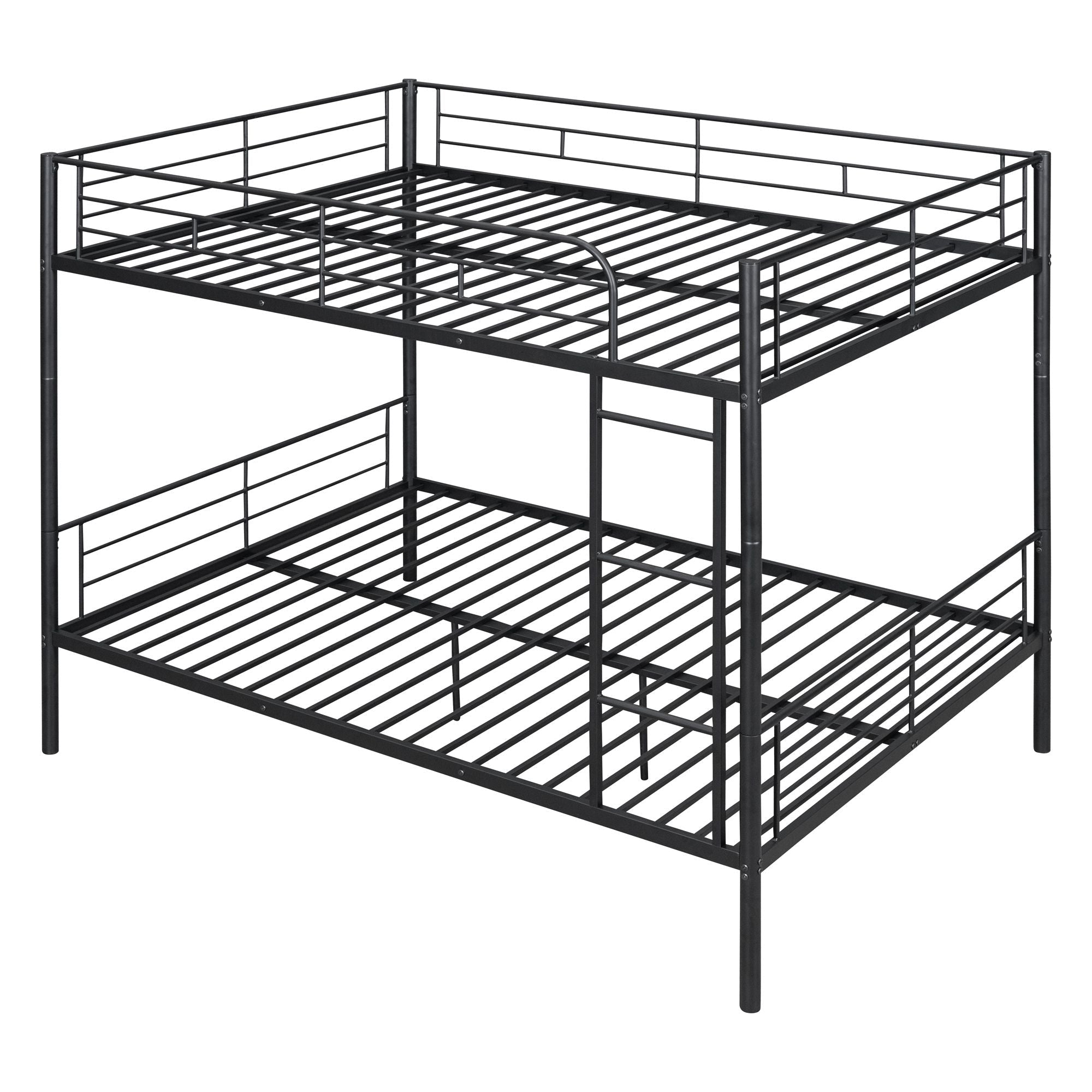 Shared Kids Room Full Over Full Metal Bunk Bed with Safety Guardrails and Ladder, Black | Just Better Bunk Beds