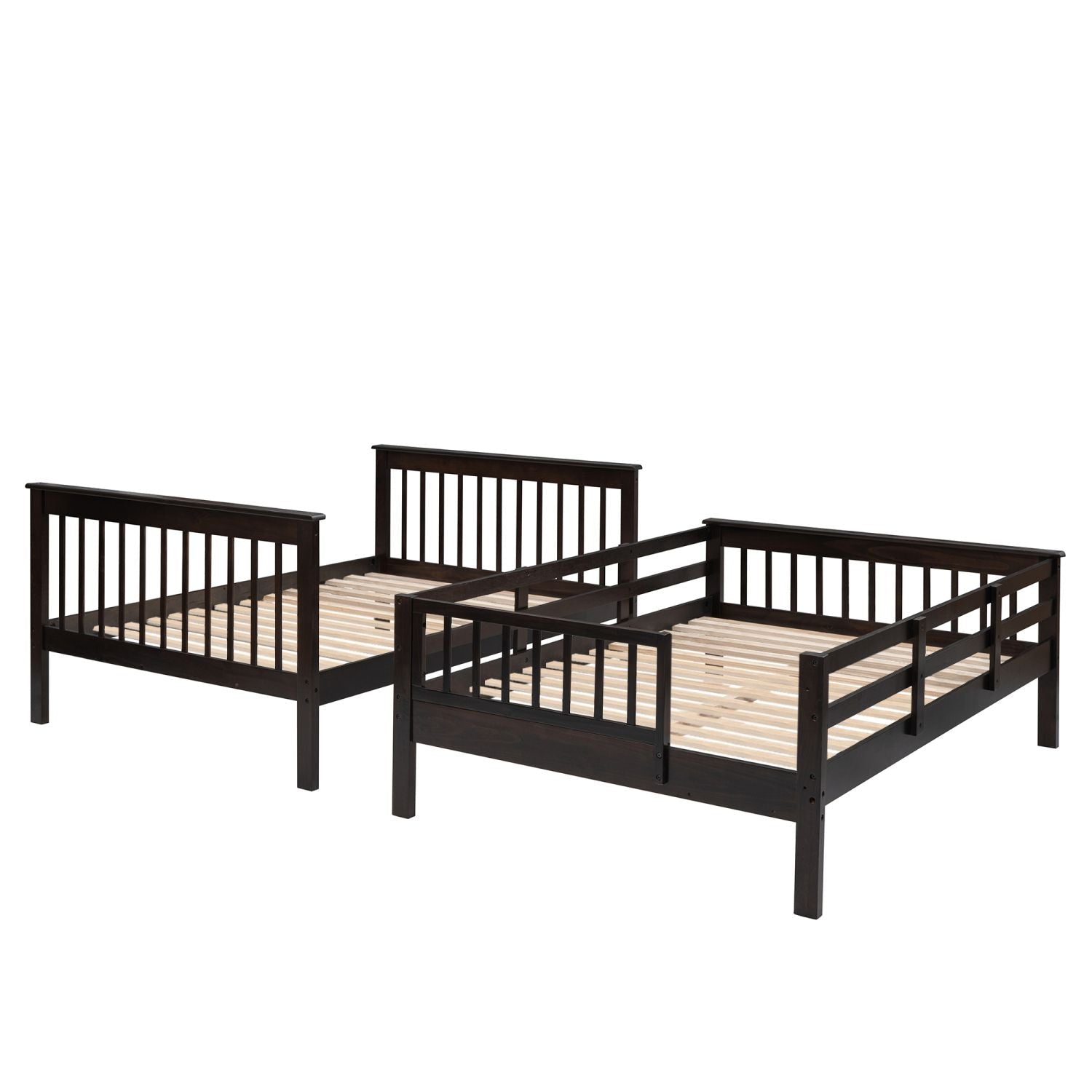 Shared Kids Room Full Over Full Wood Bunk Bed with Stairway Storage Drawers Espresso | Just Better Bunk Beds