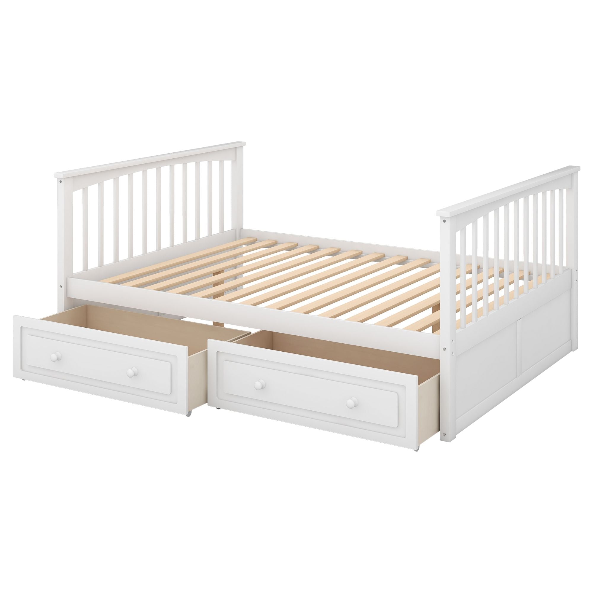 Shared Kids Room Full Over Full Wood Bunk Bed with Storage Drawers, Convertible, White | Just Better Bunk Beds