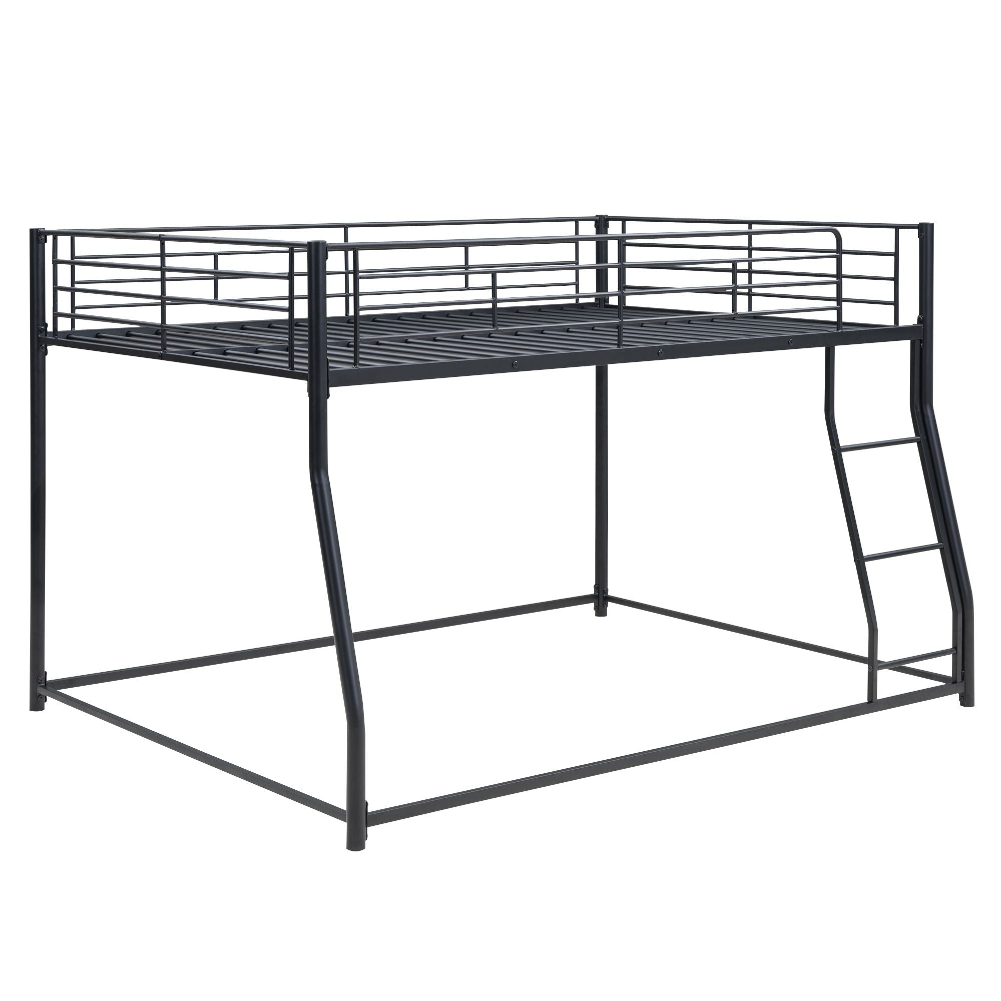 Shared Kids Room Full XL Over Queen Metal Bunk Bed with Ladder, Black | Just Better Bunk Beds