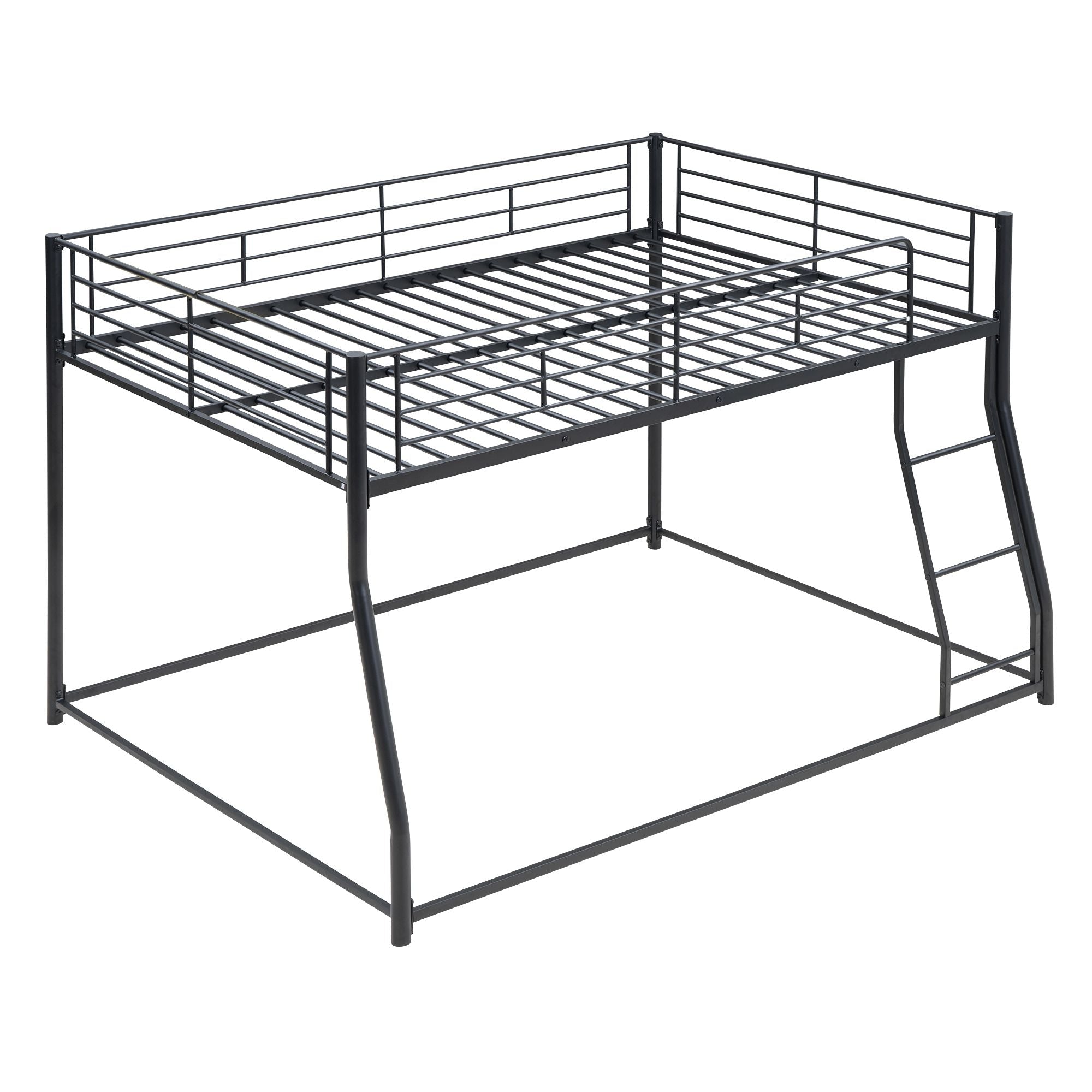 Shared Kids Room Full XL Over Queen Metal Bunk Bed with Ladder, Black | Just Better Bunk Beds