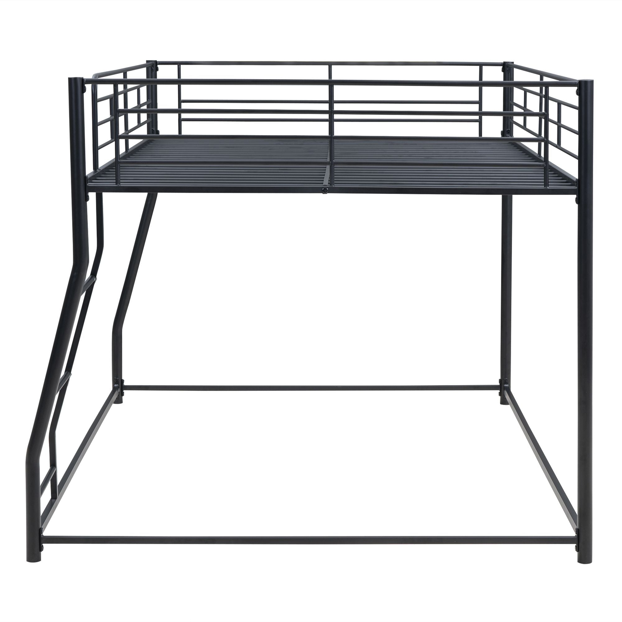 Shared Kids Room Full XL Over Queen Metal Bunk Bed with Ladder, Black | Just Better Bunk Beds