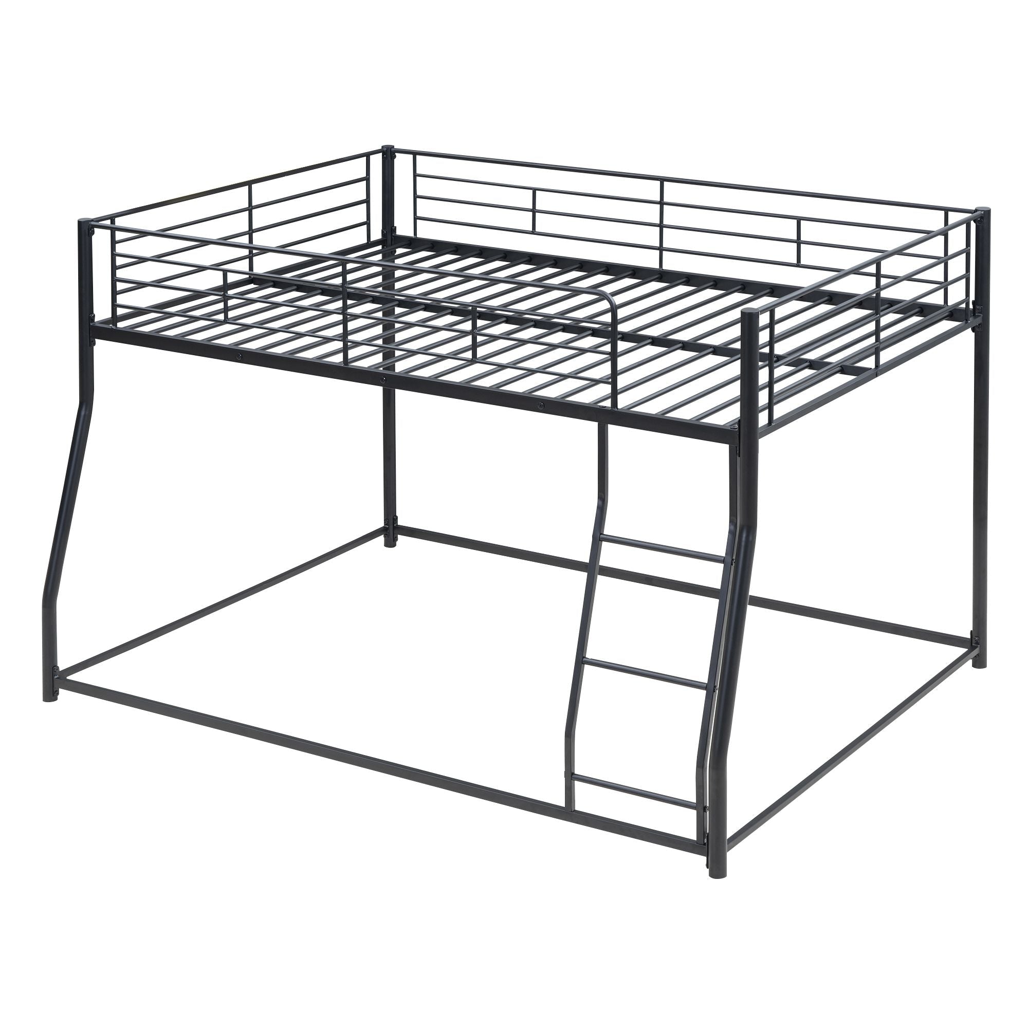 Shared Kids Room Full XL Over Queen Metal Bunk Bed with Ladder, Black | Just Better Bunk Beds