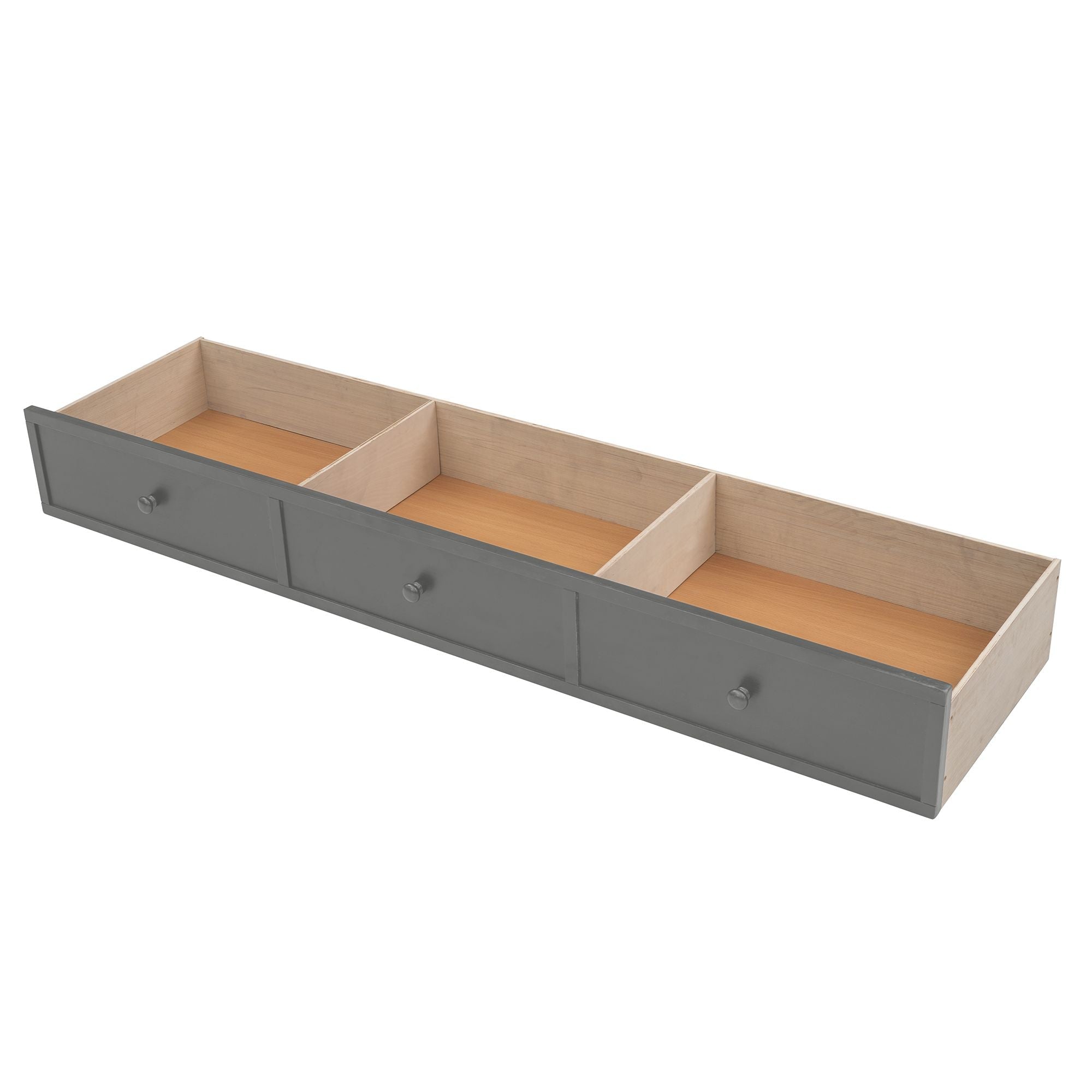 Shared Kids Room Twin Over Full Wood Bunk Bed with Staircase Storage Drawers, Guard Rail, Espresso Gray White | Just Better Bunk Beds