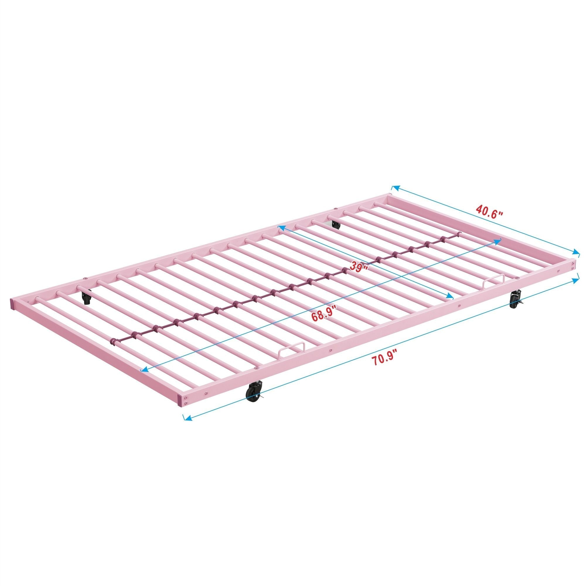 Shared Kids Room Twin Over Twin Metal Bunk Bed with Trundle, Guard Rails, and Two Ladders | Just Better Bunk Beds