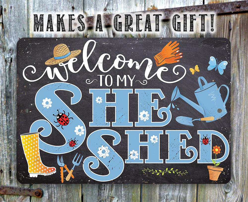 She Shed - Blue - Metal Sign