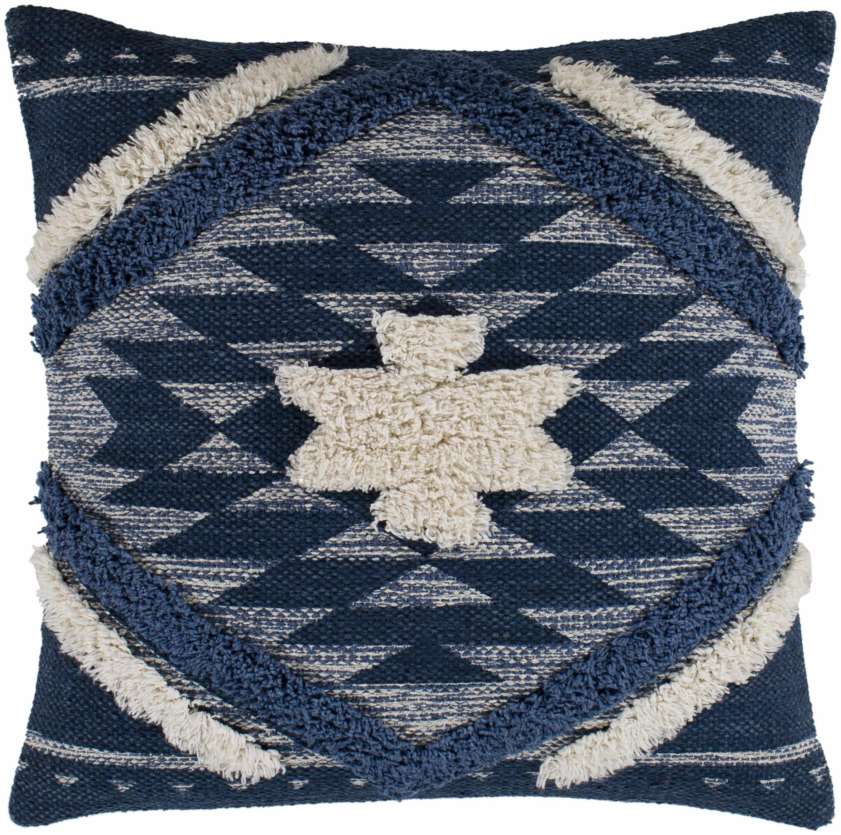 Shepardsville Navy Kilim Geometric Throw Pillow - PRHOMZ