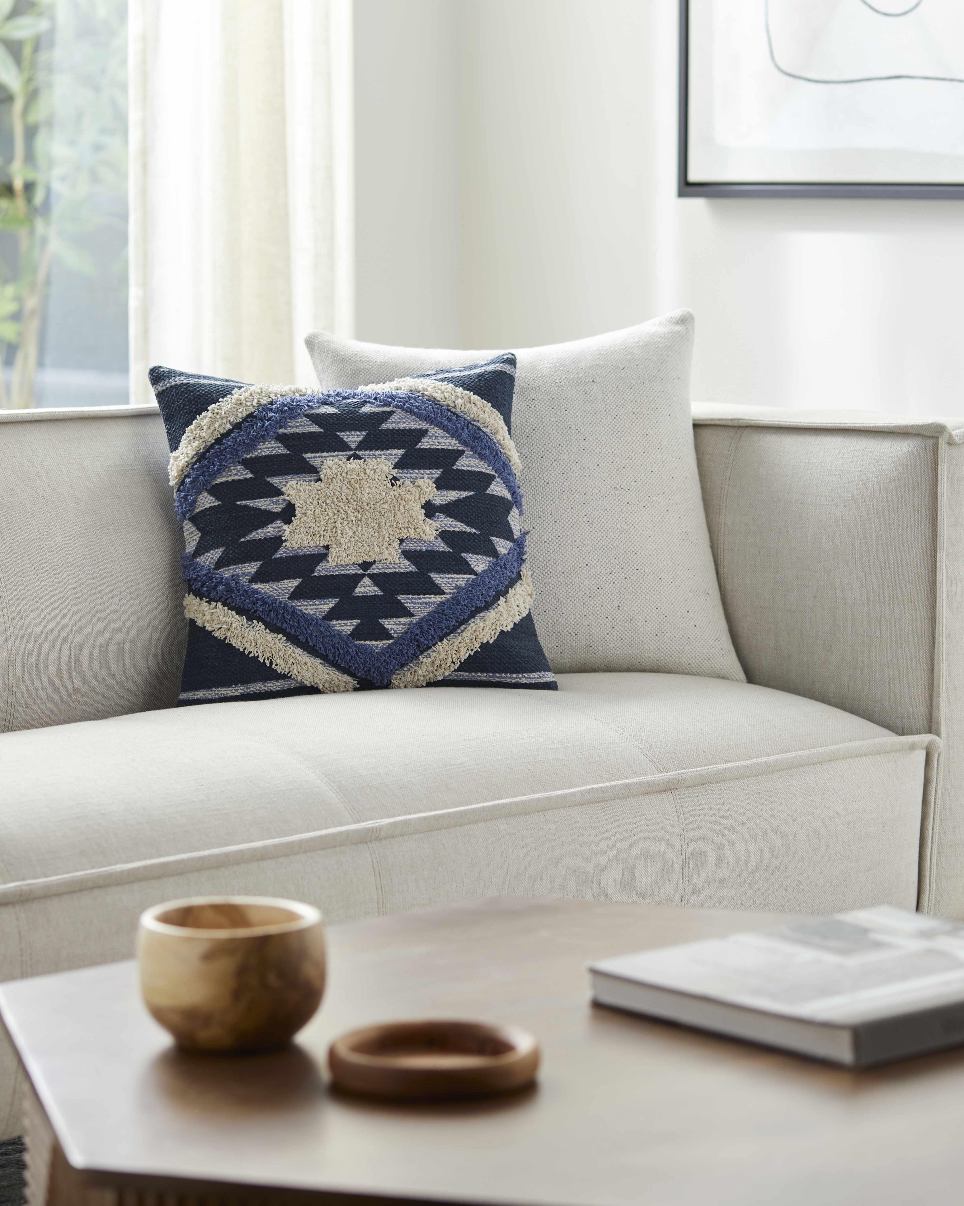 Shepardsville Navy Kilim Geometric Throw Pillow - PRHOMZ