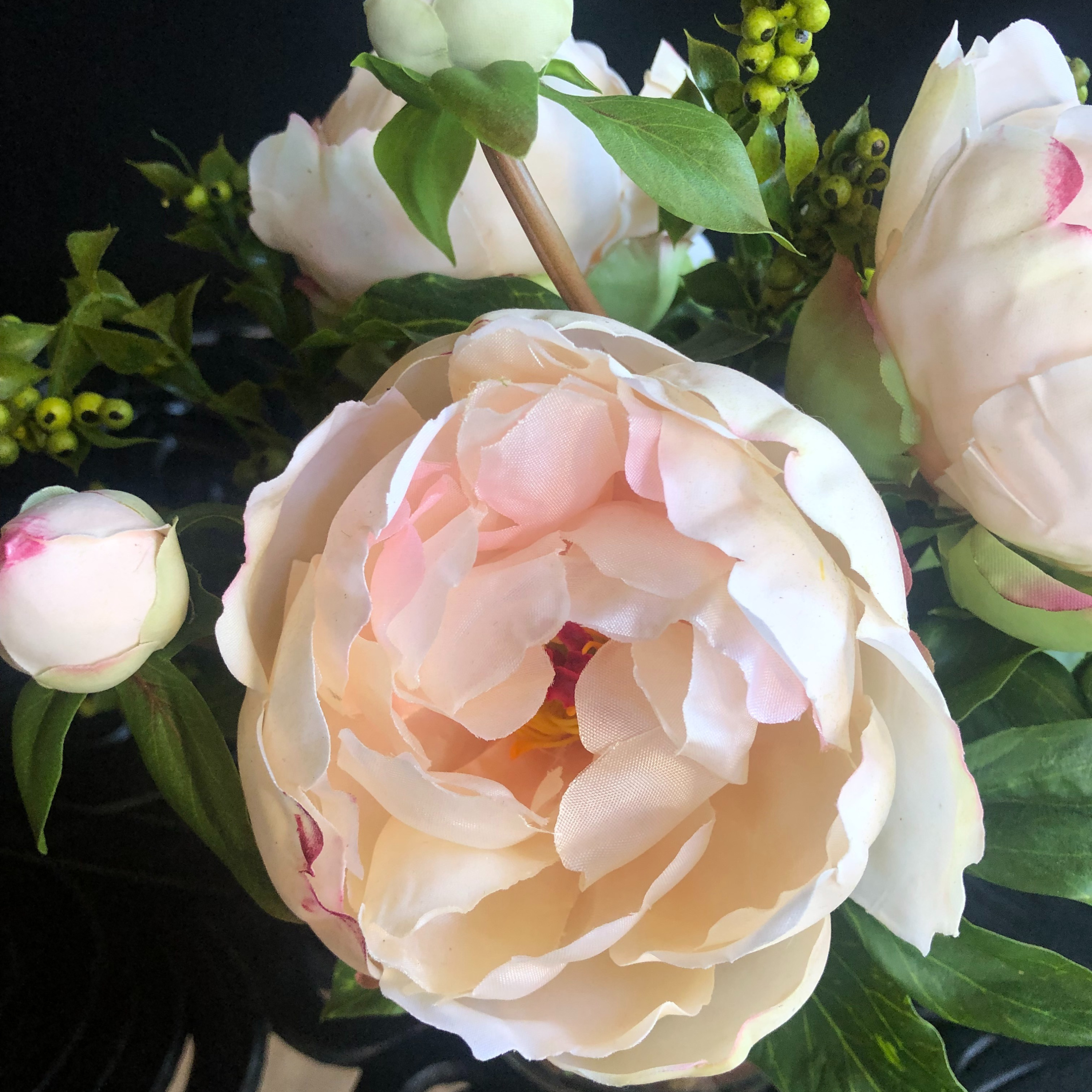 Faux Peony Centerpiece Arrangement in Vase - 13"-3