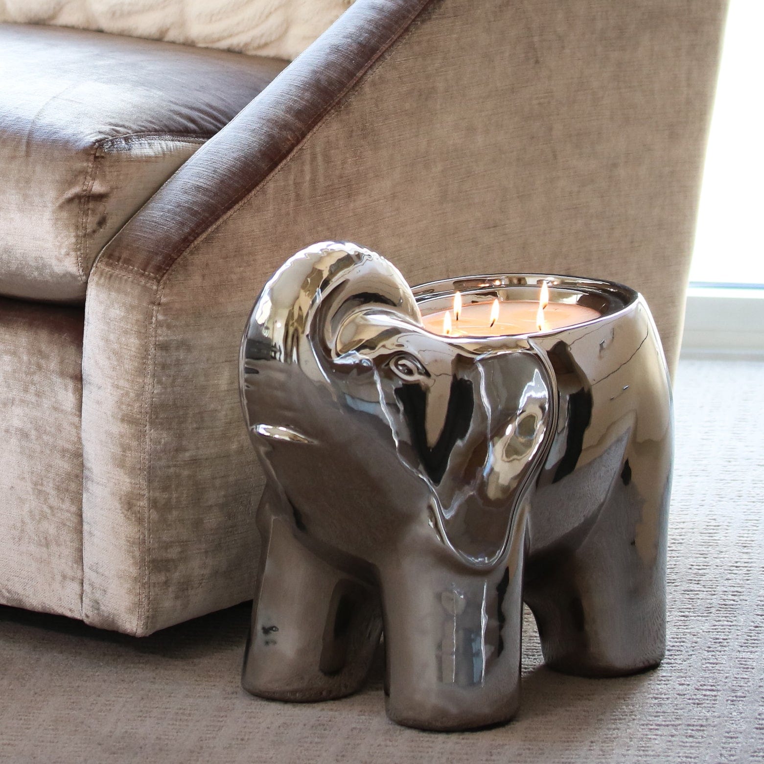 Silver Grand Elephant Candle-3