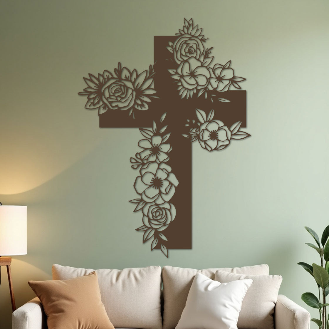 Simple Cross with Flowers-4
