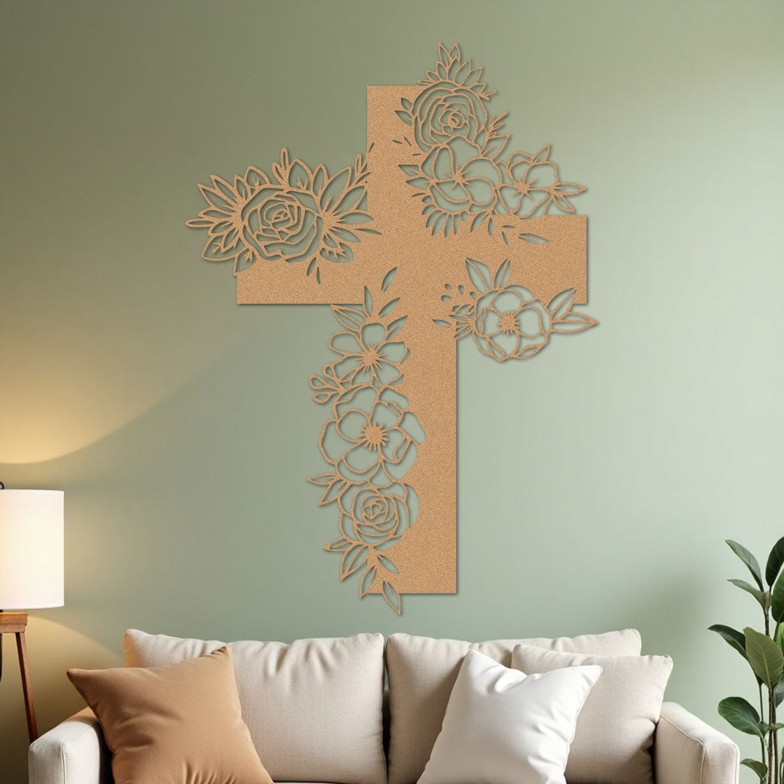 Simple Cross with Flowers-2