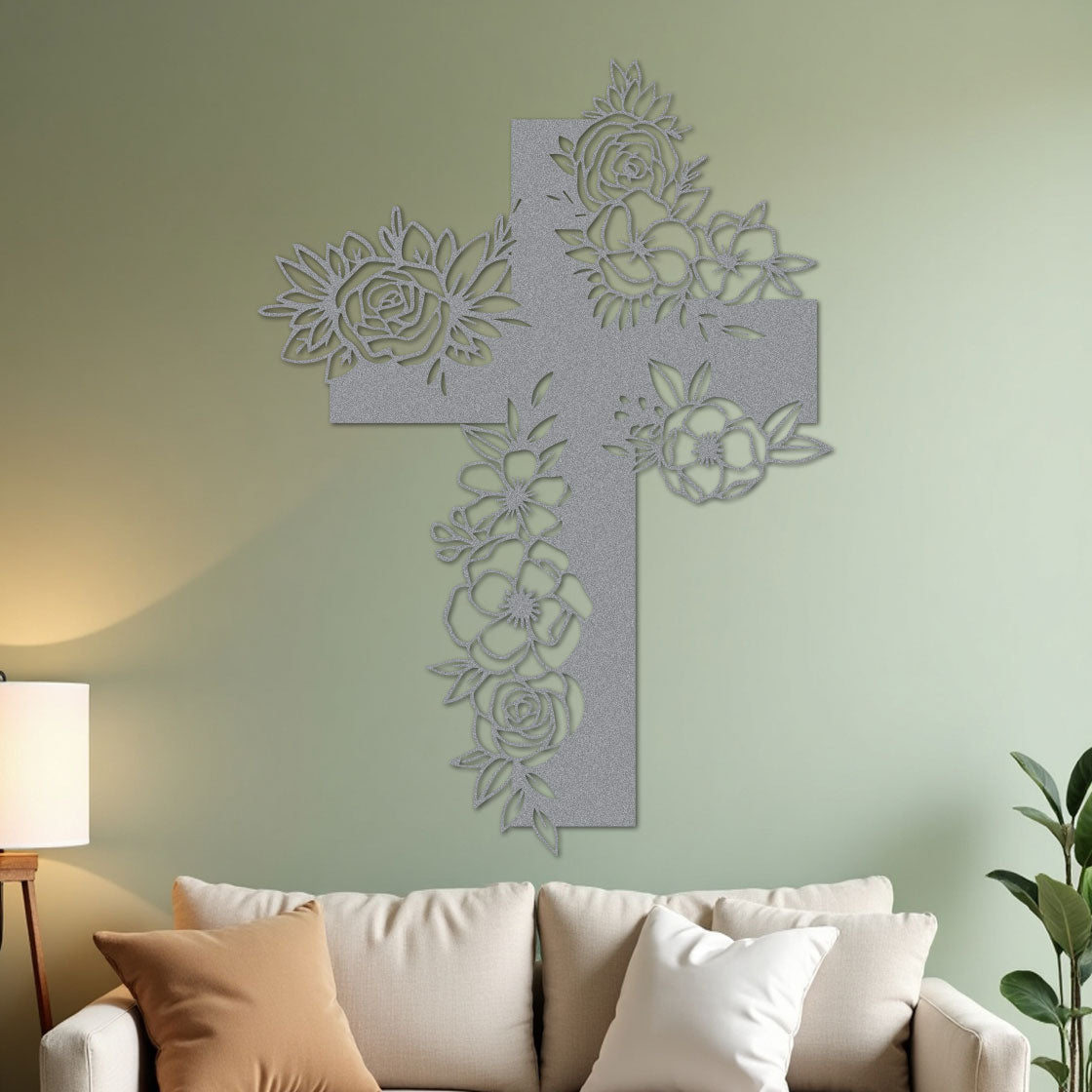 Simple Cross with Flowers-3