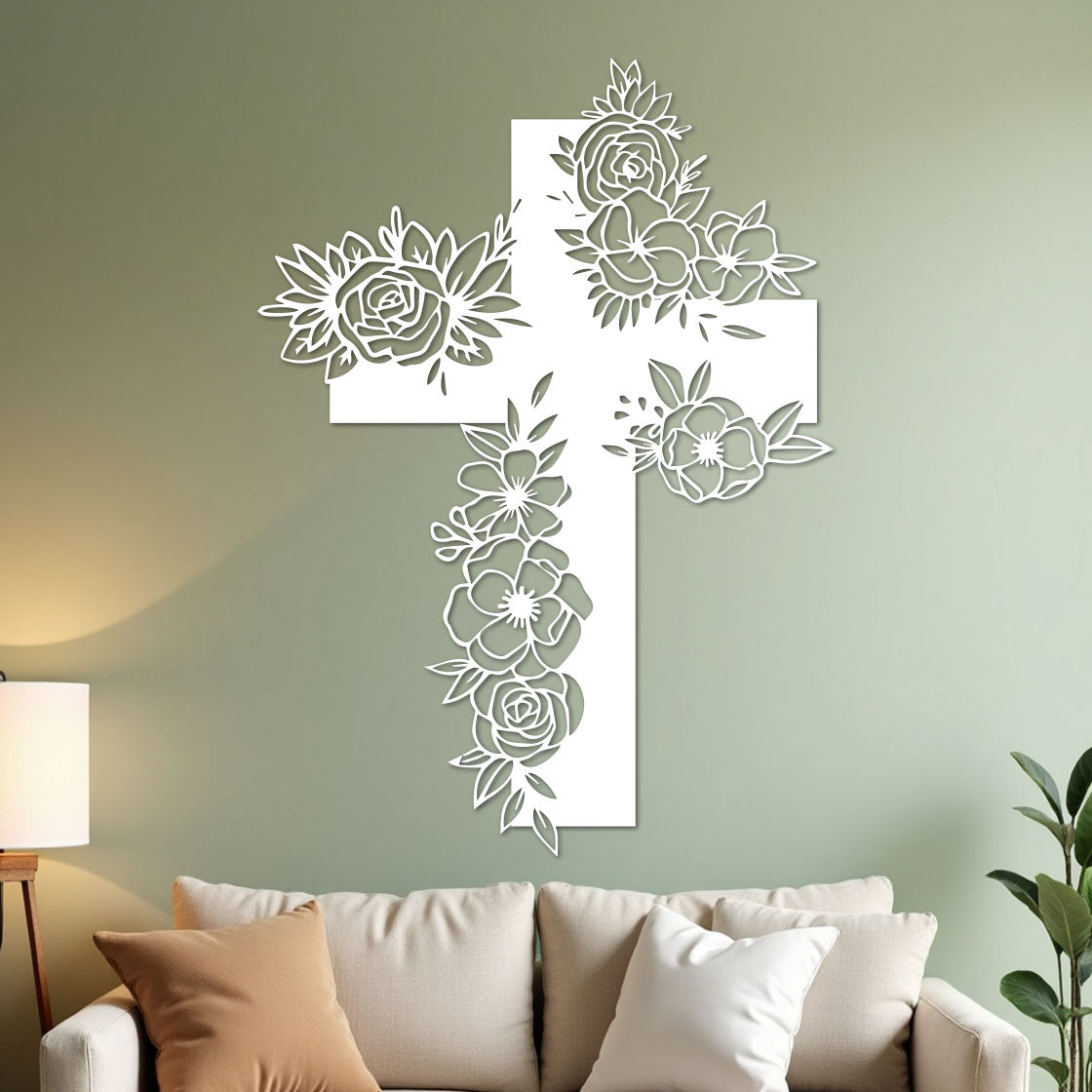Simple Cross with Flowers-1