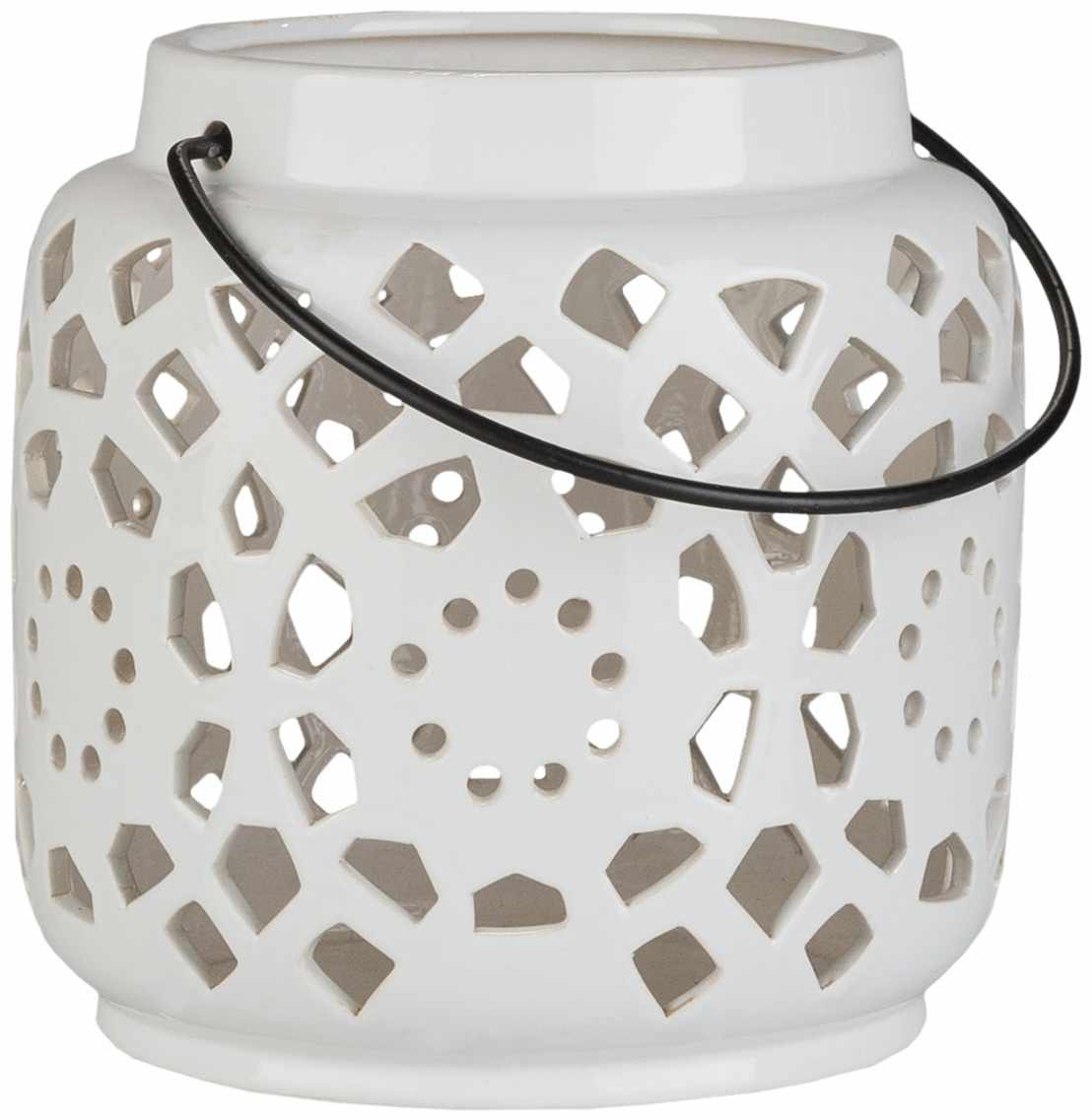 Sloughhouse White Ceramic Outdoor Lantern-1