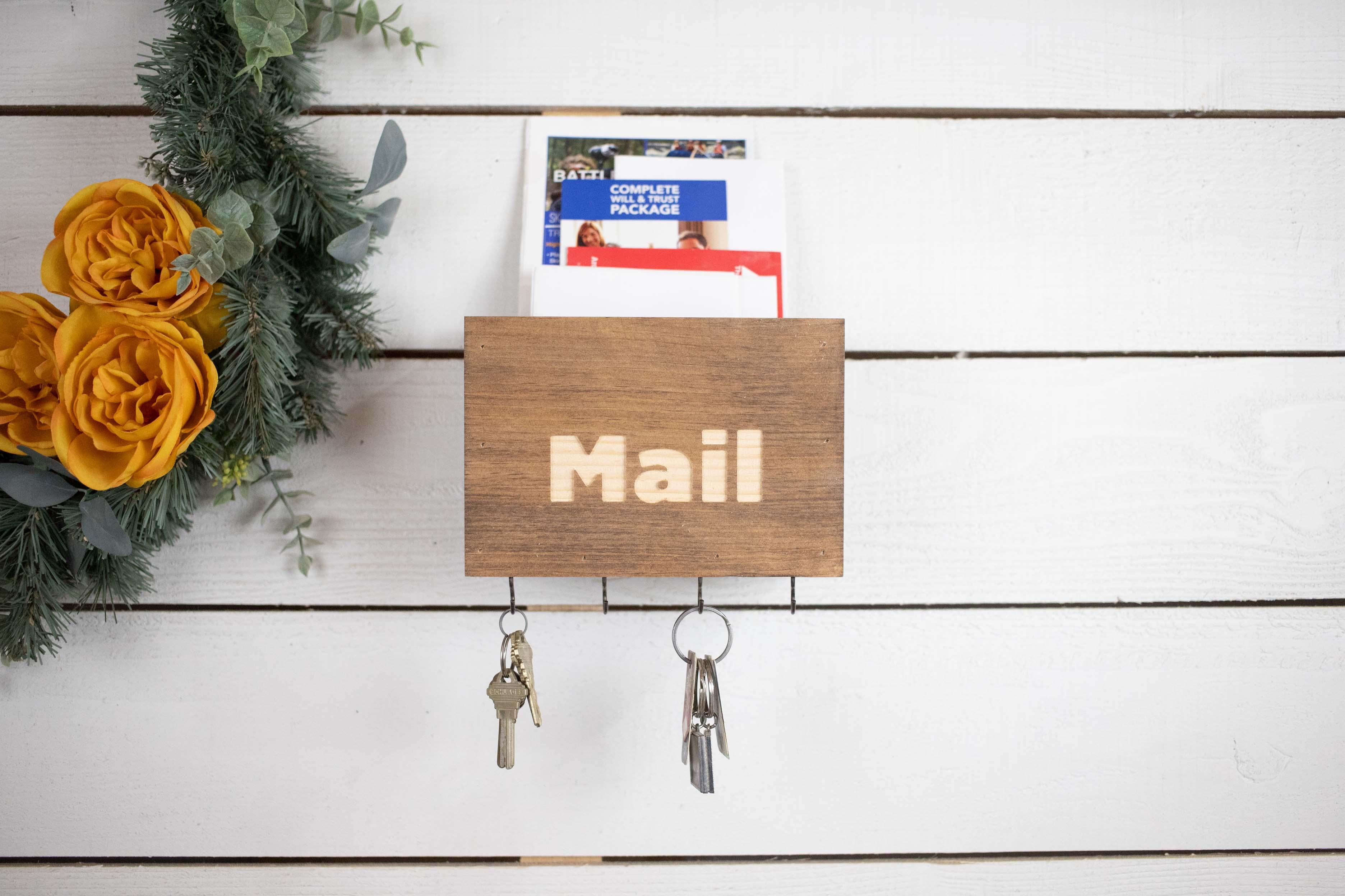 Small Mailbox, Easy Install Wall Mounted Letter Holder with Key Hooks. - PRHOMZ