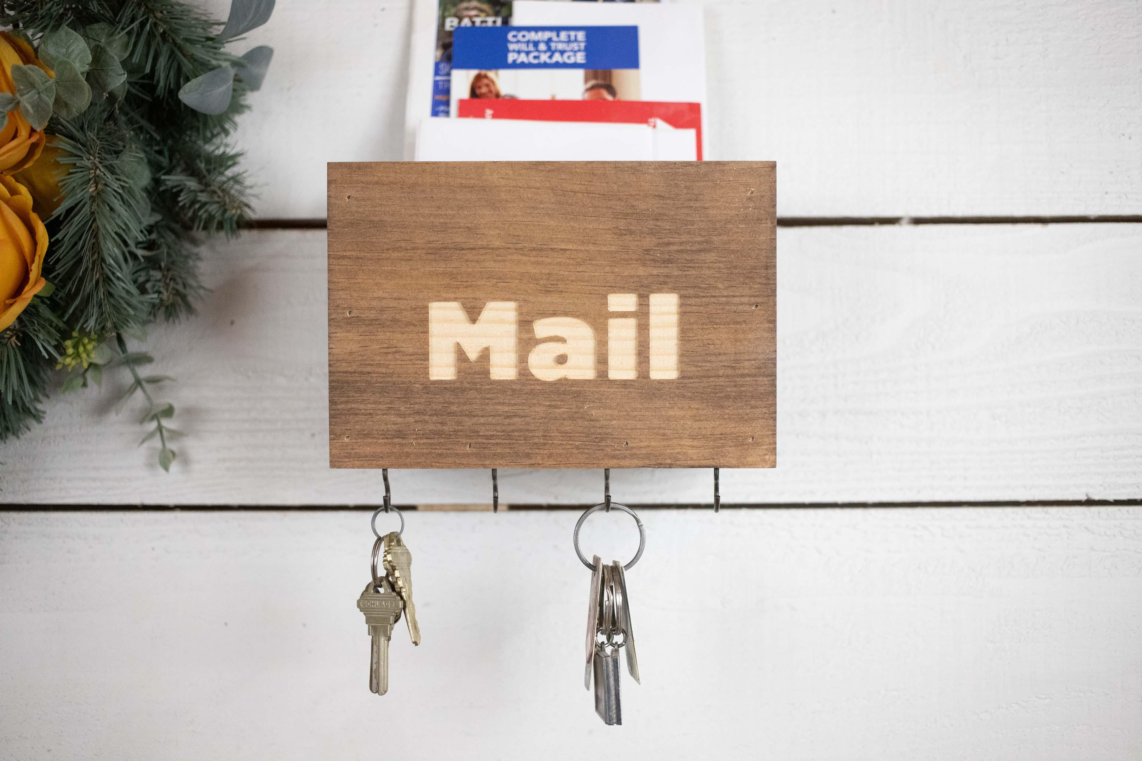 Small Mailbox, Easy Install Wall Mounted Letter Holder with Key Hooks. - PRHOMZ