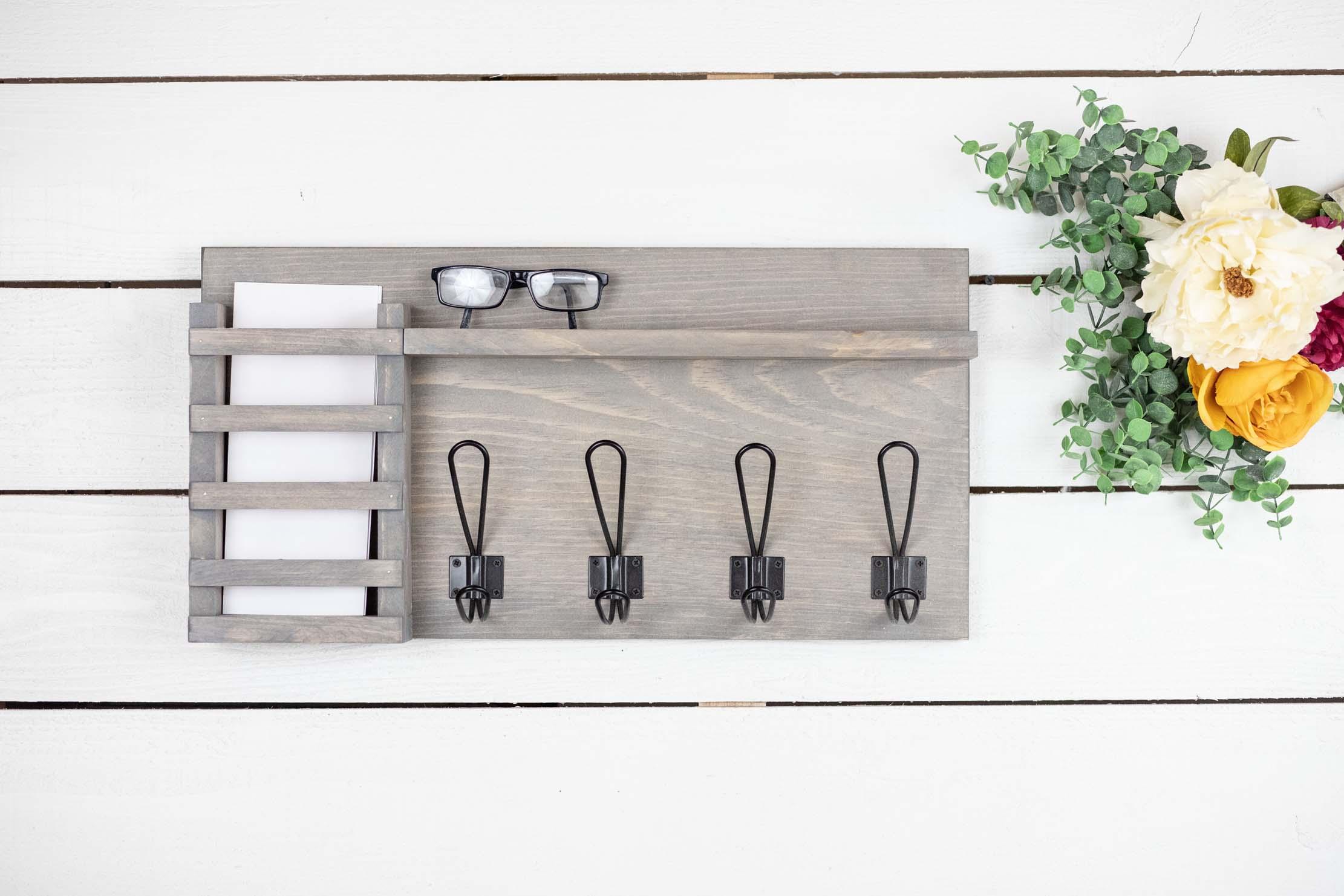 Entryway Mailbox, Easy Install Home Entry Organizer, Wall Mounted Coat Hook Rack - PRHOMZ