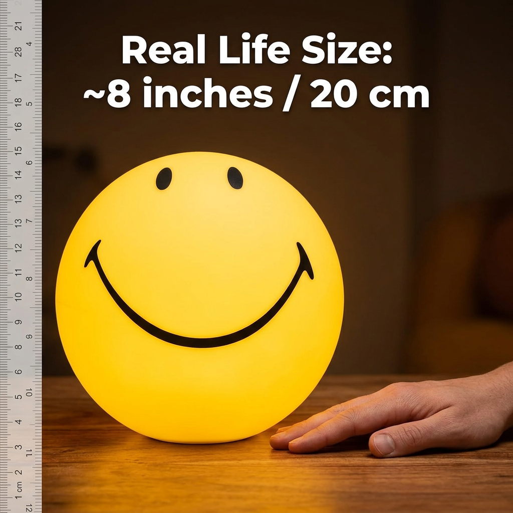 Smiley Face Table Lamp with Warm LED Glow | Playful Polymer Accent for Any Room