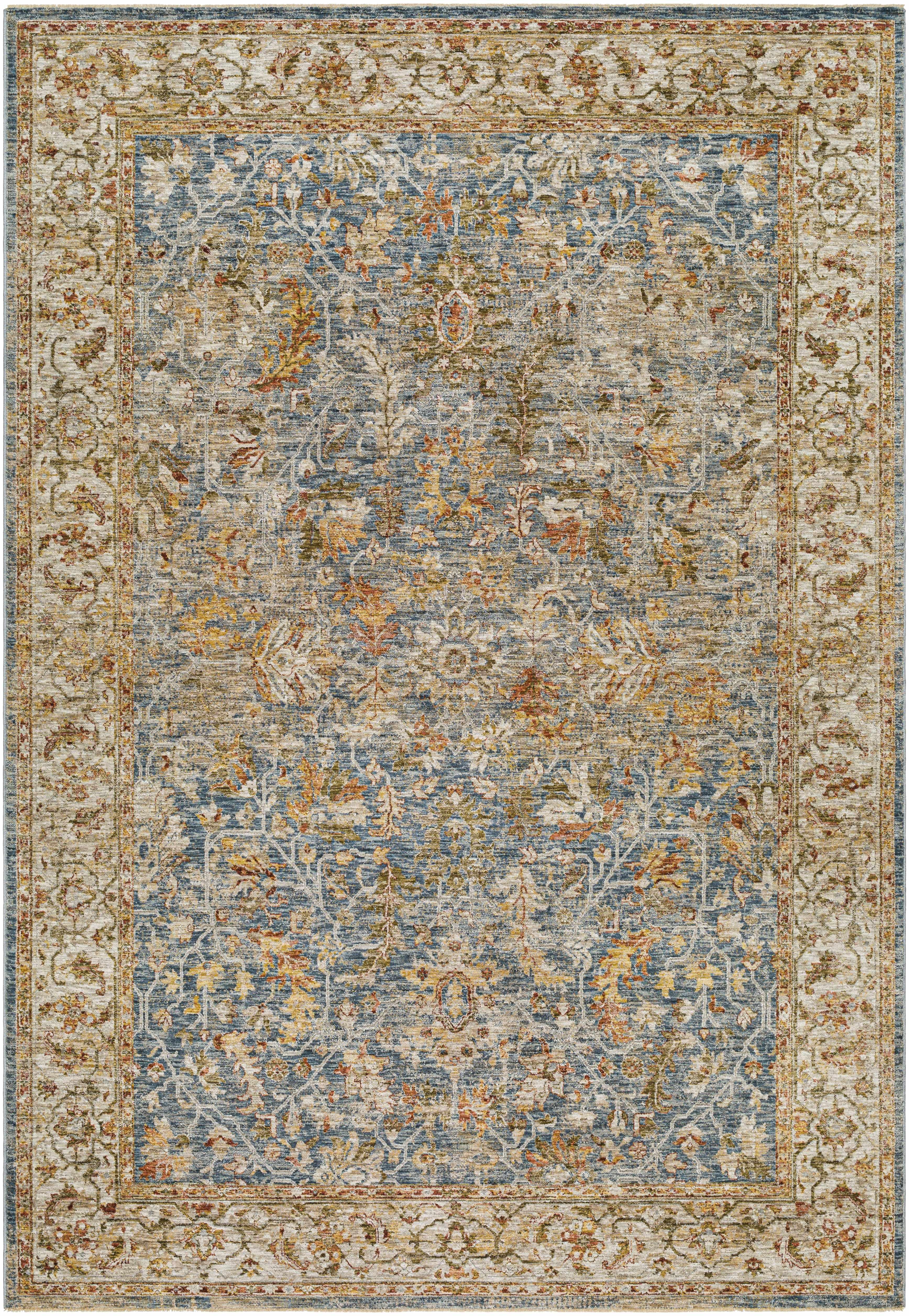 Asabi Blue Textured Rug with Fringes - PRHOMZ