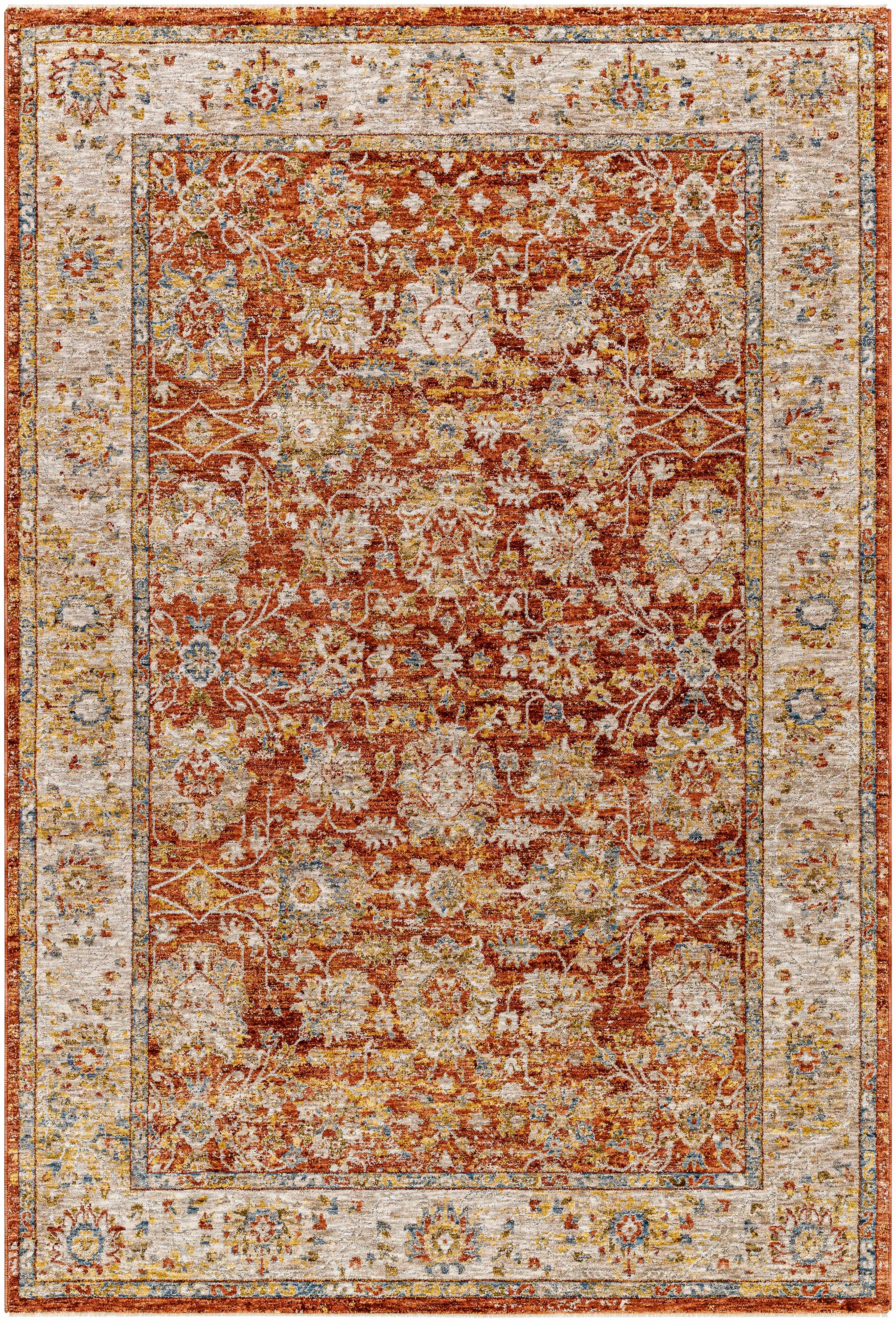 Duong Rust Textured Rug with Fringes - PRHOMZ
