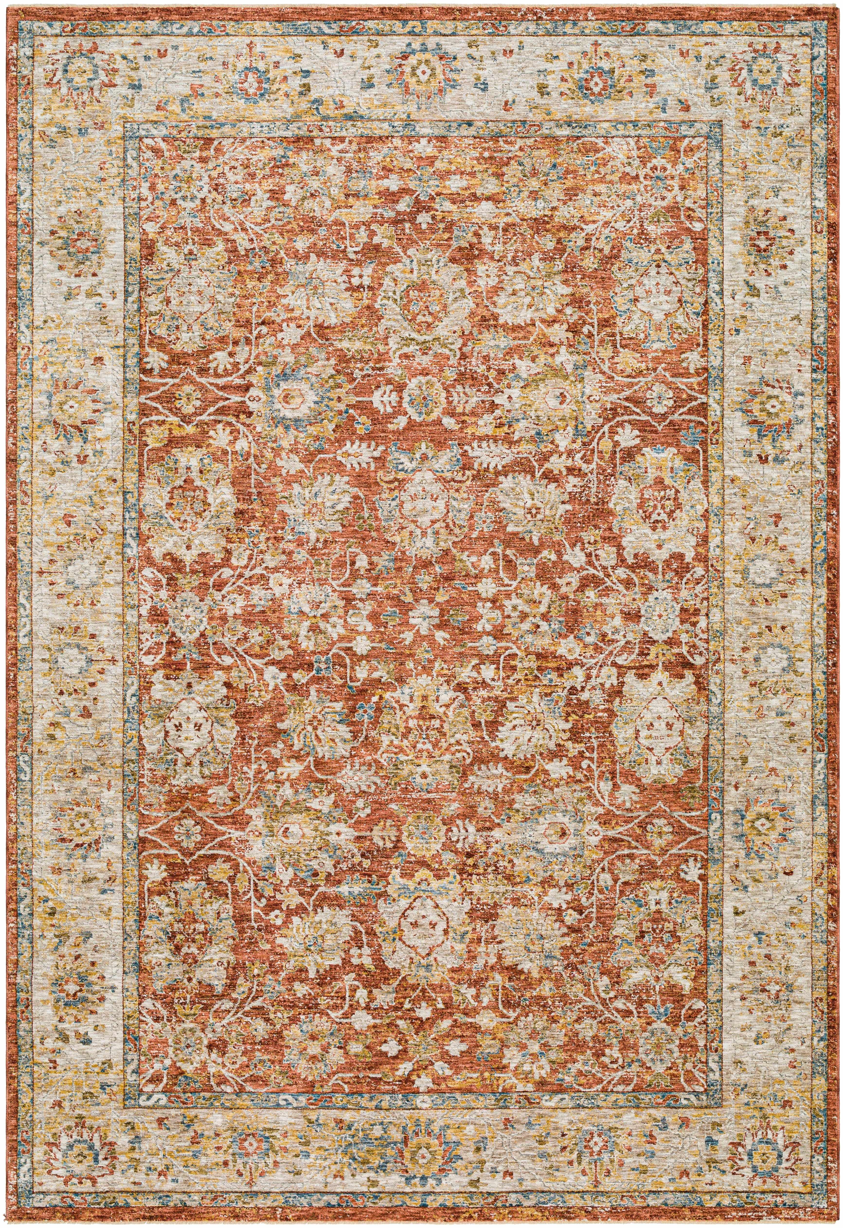 Duong Rust Textured Rug with Fringes - PRHOMZ