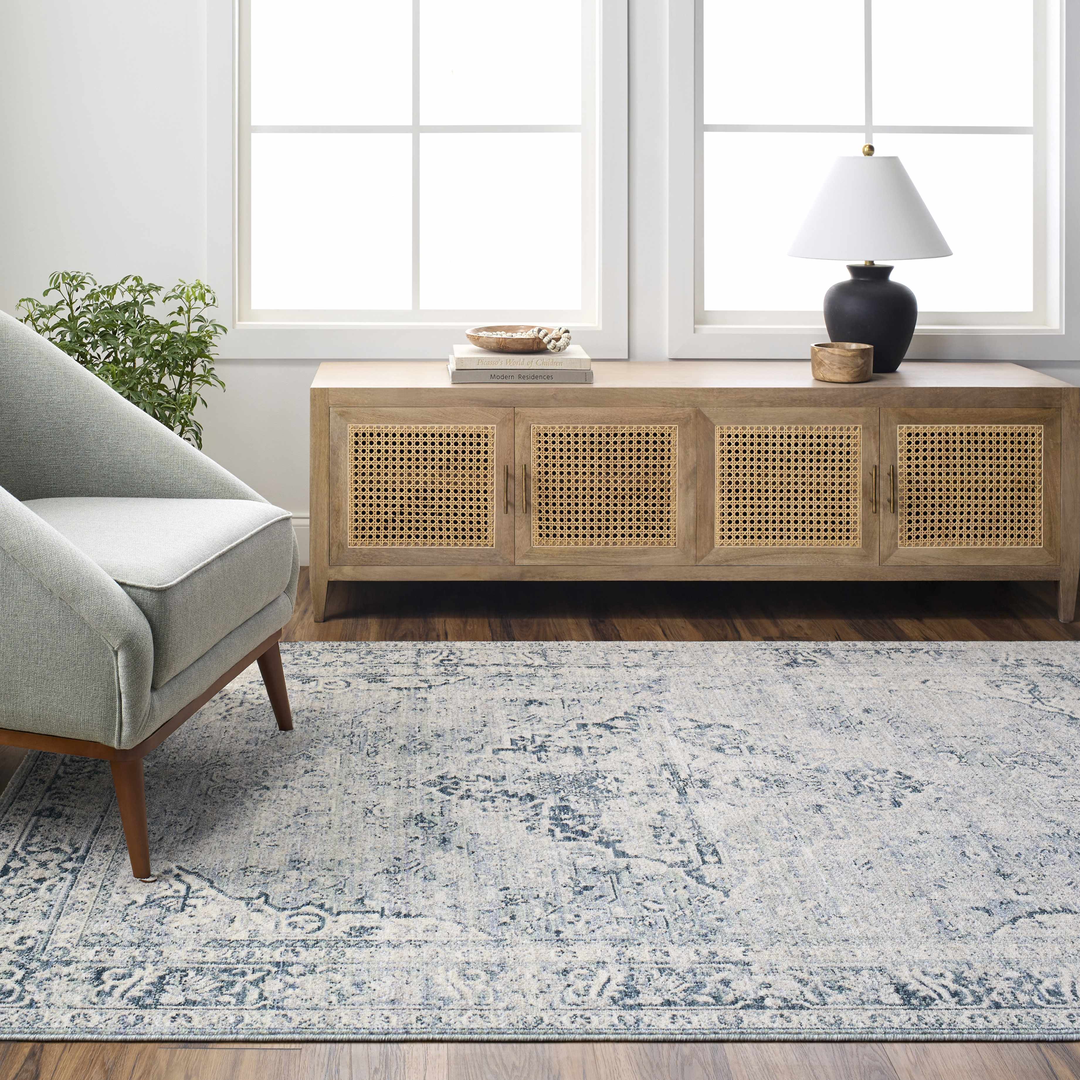 Jemma Blue Medallion Area Rug - Clearance-1