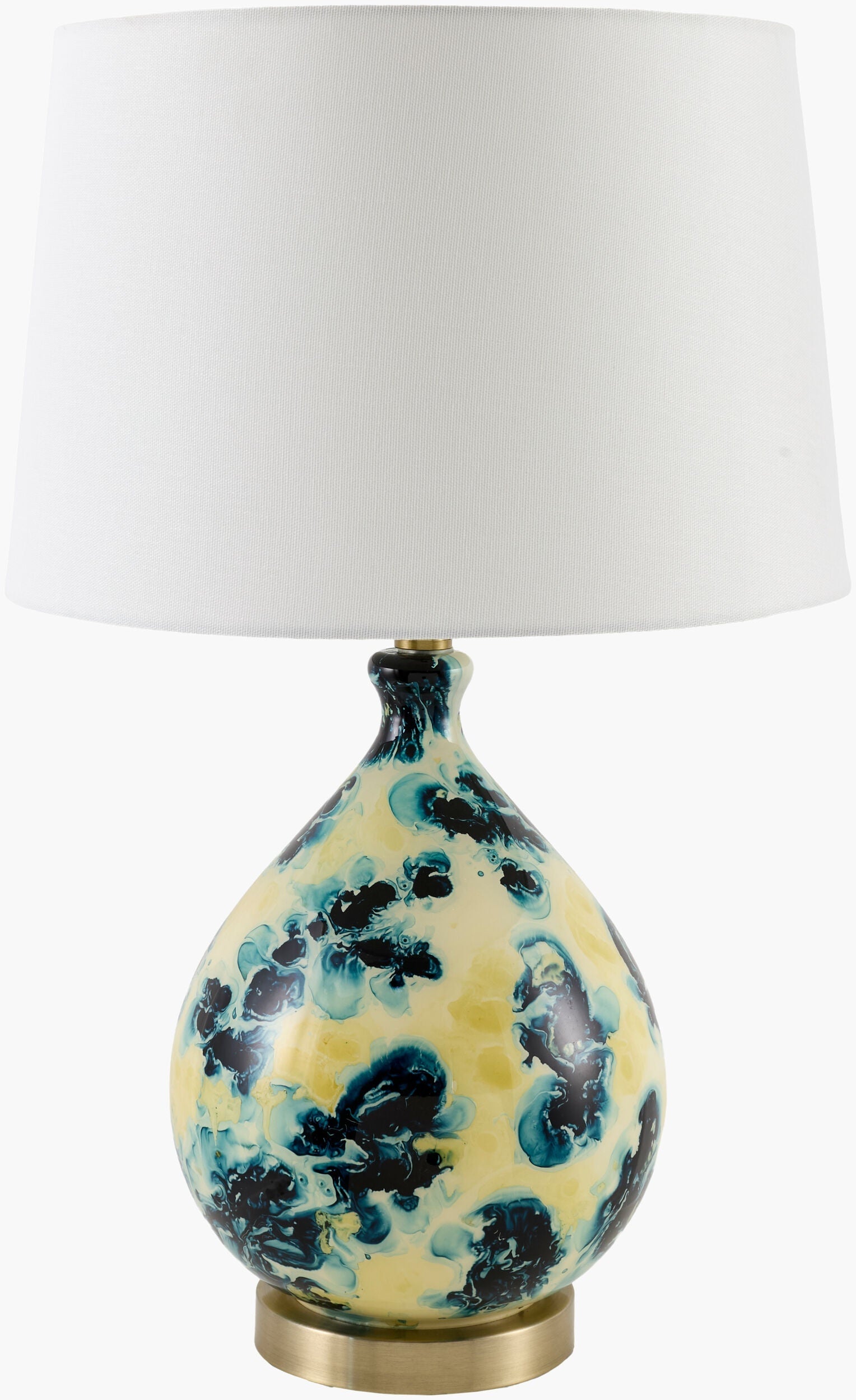 White Traditional Table Lamp with linen details for bedside or console tables-0