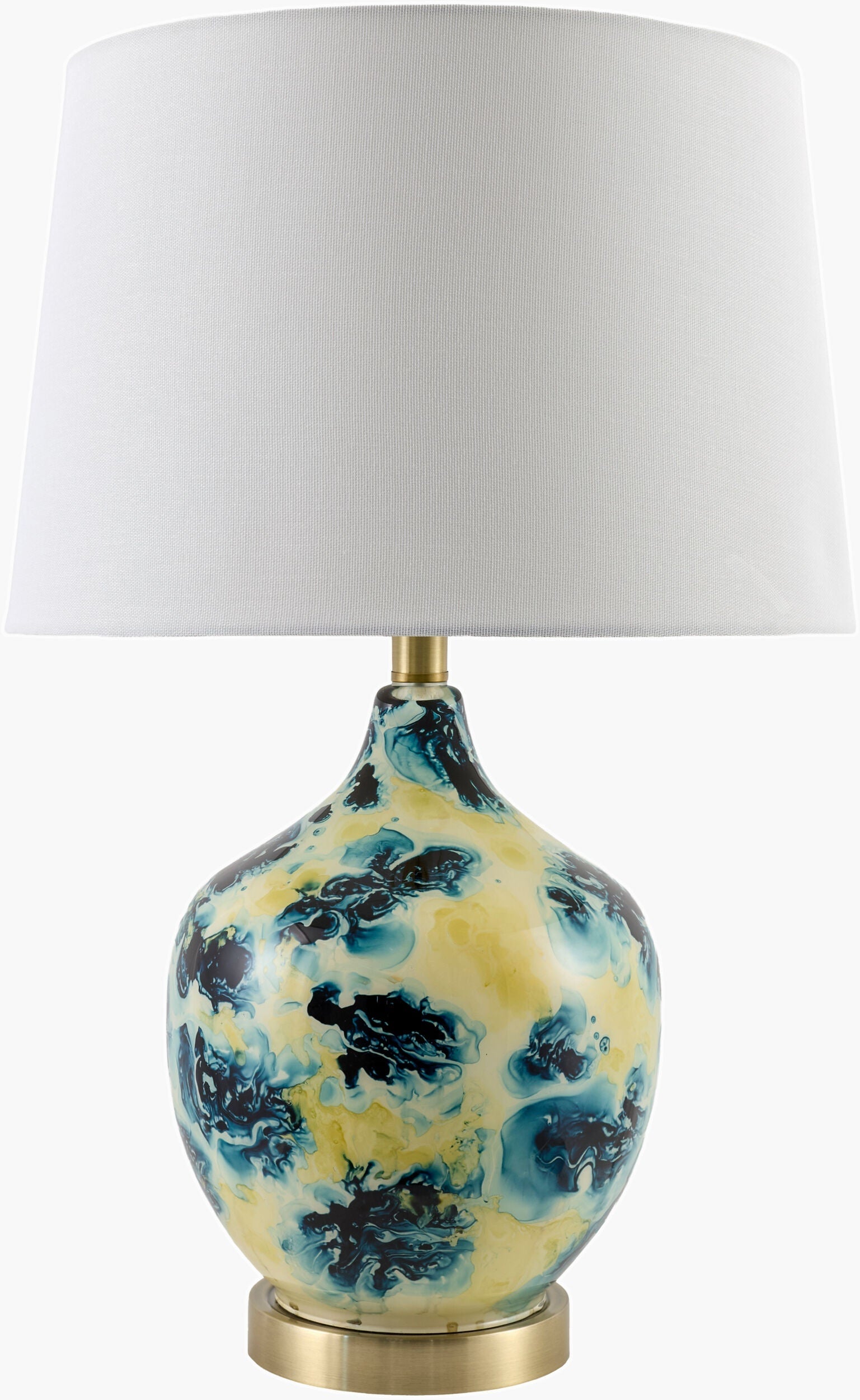 Muted Deep Teal Traditional Table Lamp with linen details for bedside or console tables-0