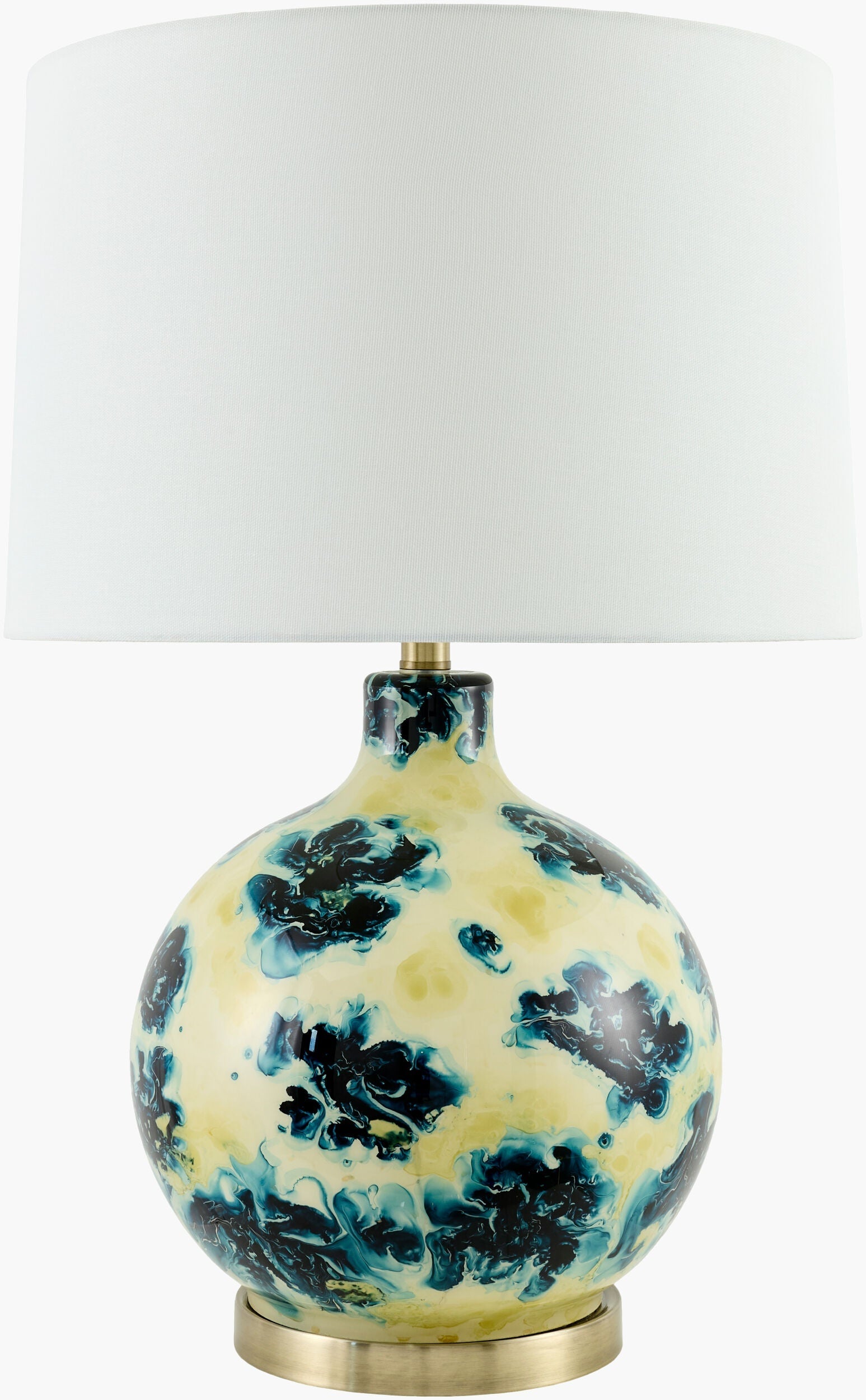 Warm Deep Teal Traditional Table Lamp with linen details for bedside or console tables-0