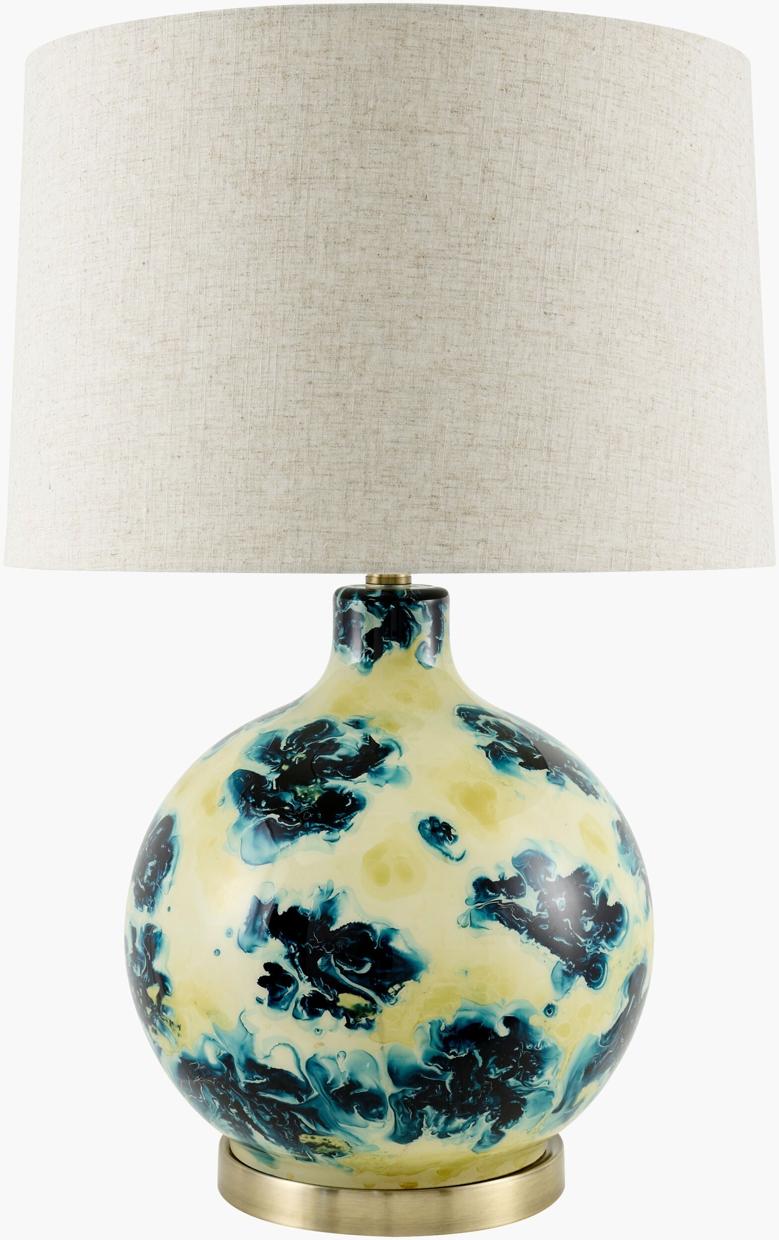 Cool Deep Teal Traditional Table Lamp with linen details for bedside or console tables-0