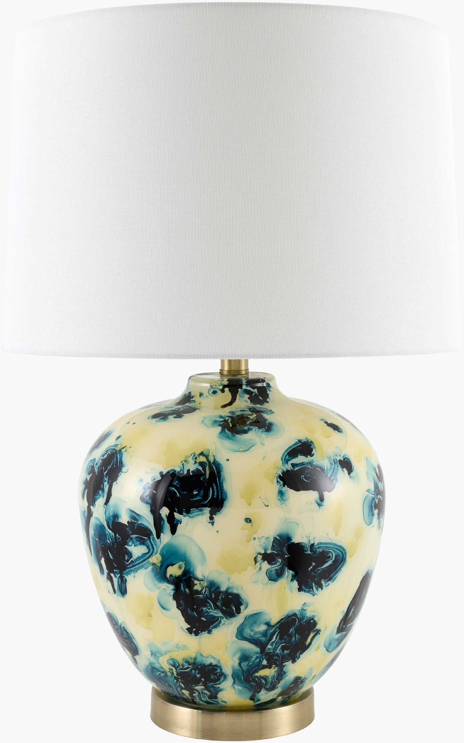 Marbled Yellow & Teal Ceramic Table Lamp-0