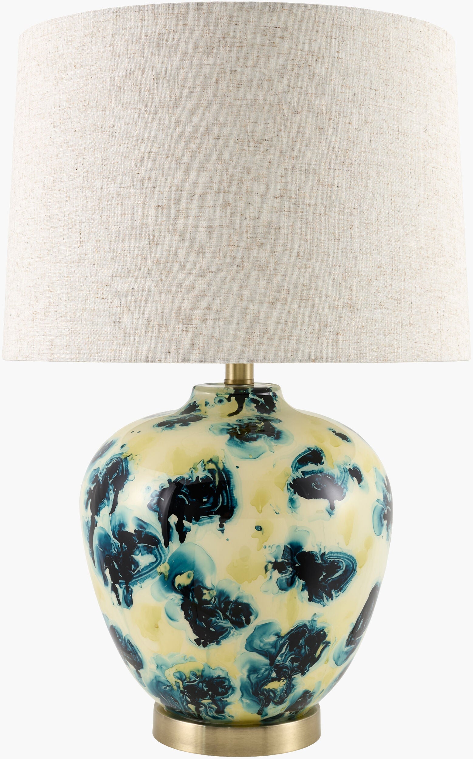 Bright Deep Teal Traditional Table Lamp with linen details for bedside or console tables-0