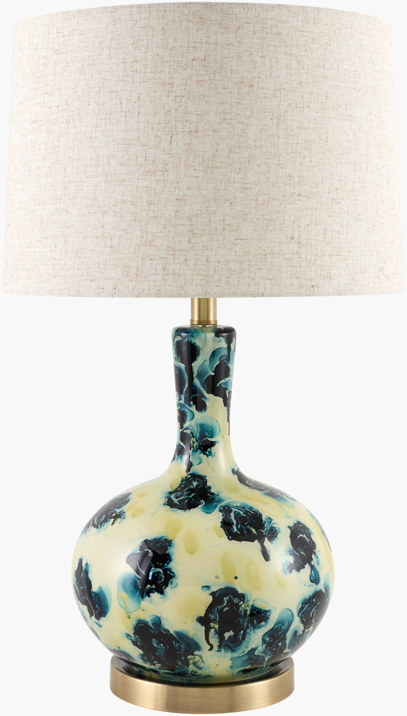 Peach Traditional Table Lamp with linen details for bedside or console tables-0