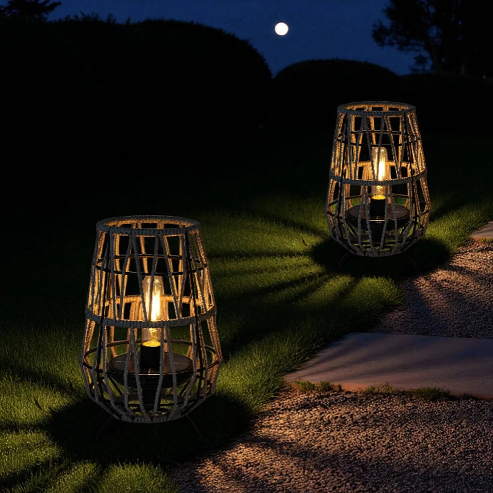 Set of 2 Solar Lantern Outdoor Table Lamp Outside Hanging Solar Lights-2