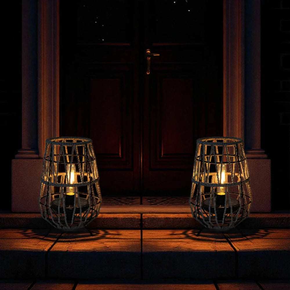 Set of 2 Solar Lantern Outdoor Table Lamp Outside Hanging Solar Lights-3