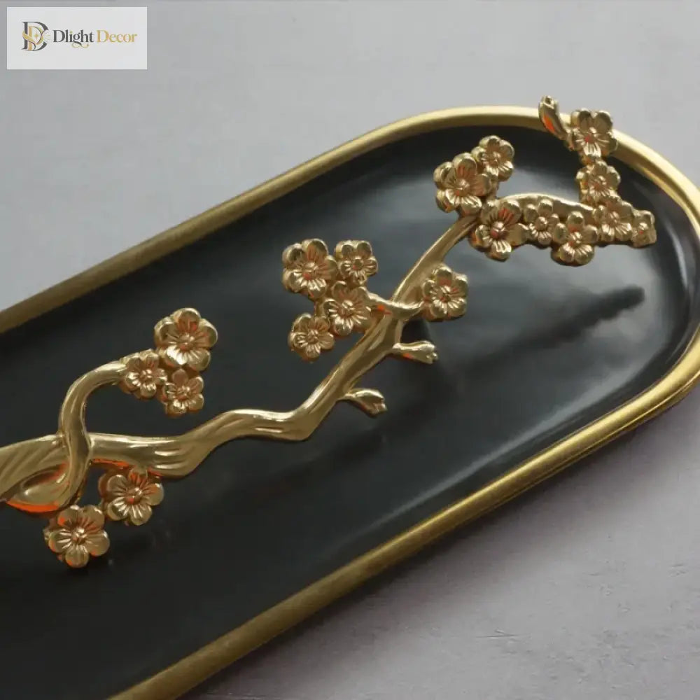 Solid Brass Plum Tree Branch Handles – New Chinese Style Cabinet and Wardrobe Pulls (120mm)