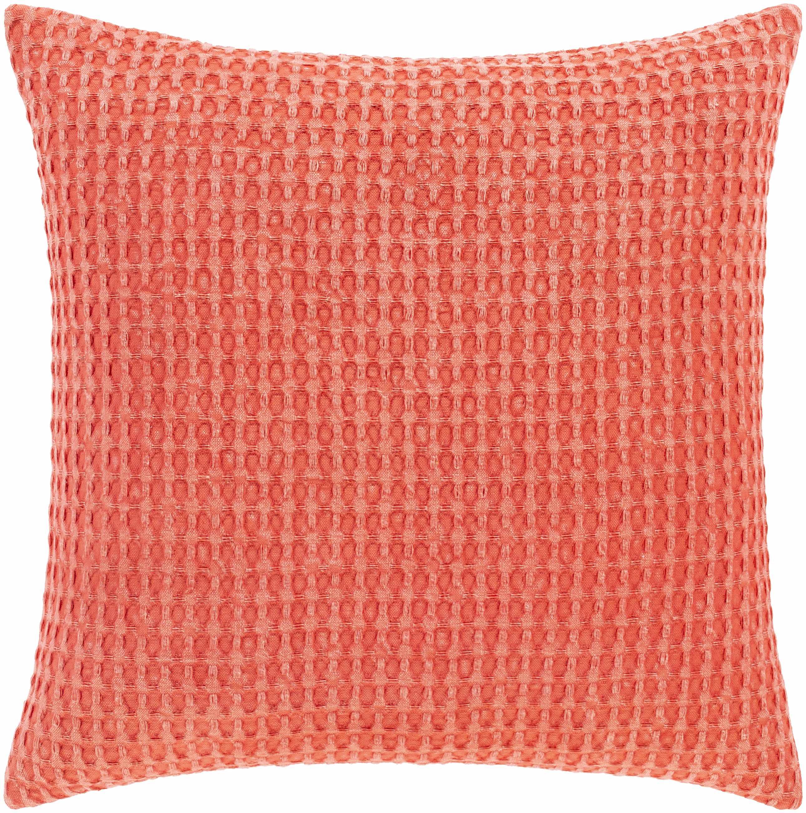 Solvang Textured Coral Cotton Square Throw Pillow - PRHOMZ