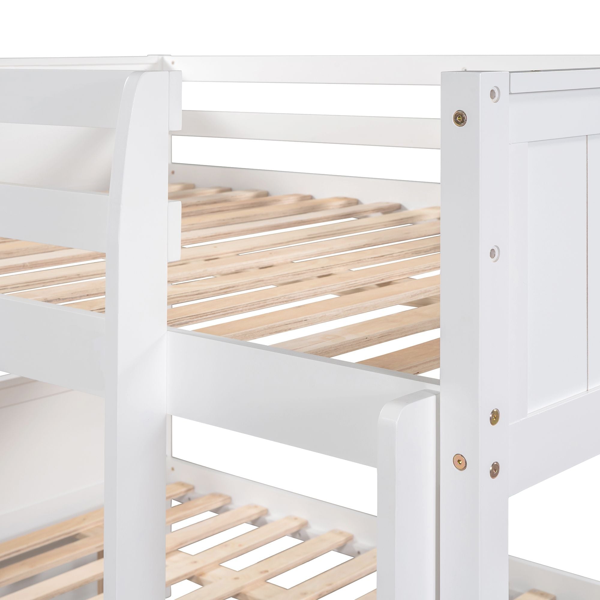 Space-Saving Full Over Full Wood Bunk Bed with Twin Trundle in Multiple Finishes | Just Better Bunk Beds