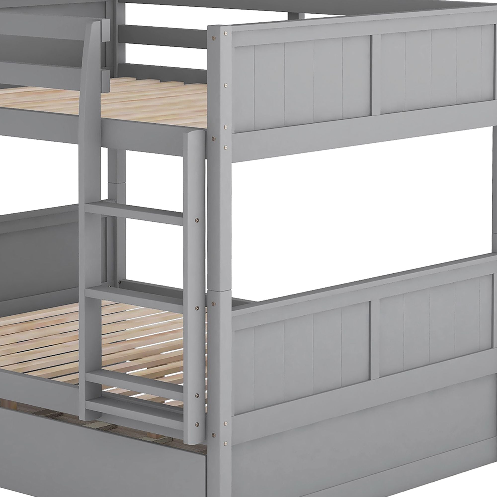 Space-Saving Full Over Full Wood Bunk Bed with Twin Trundle in Multiple Finishes | Just Better Bunk Beds