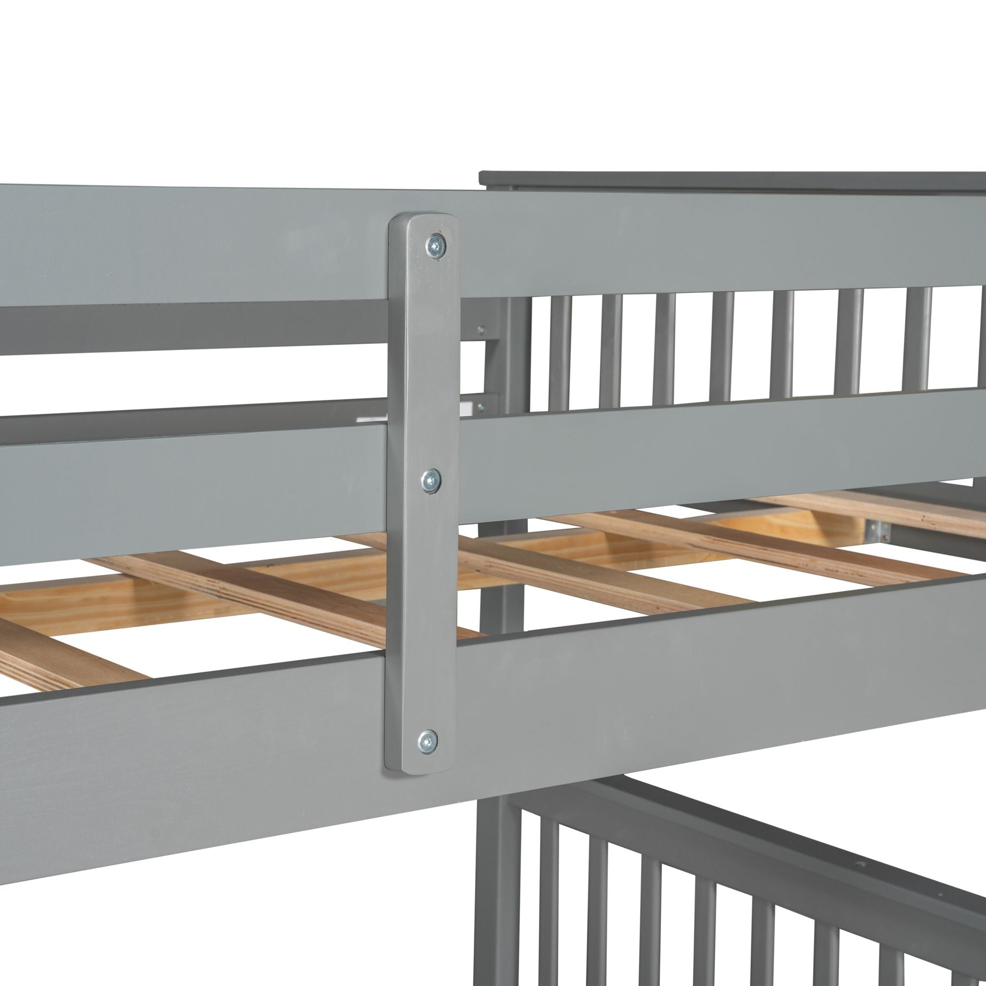 Space-Saving Full Over Full Wood Bunk Bed with Two Storage Drawers and Ladders in Multiple Finishes | Just Better Bunk Beds
