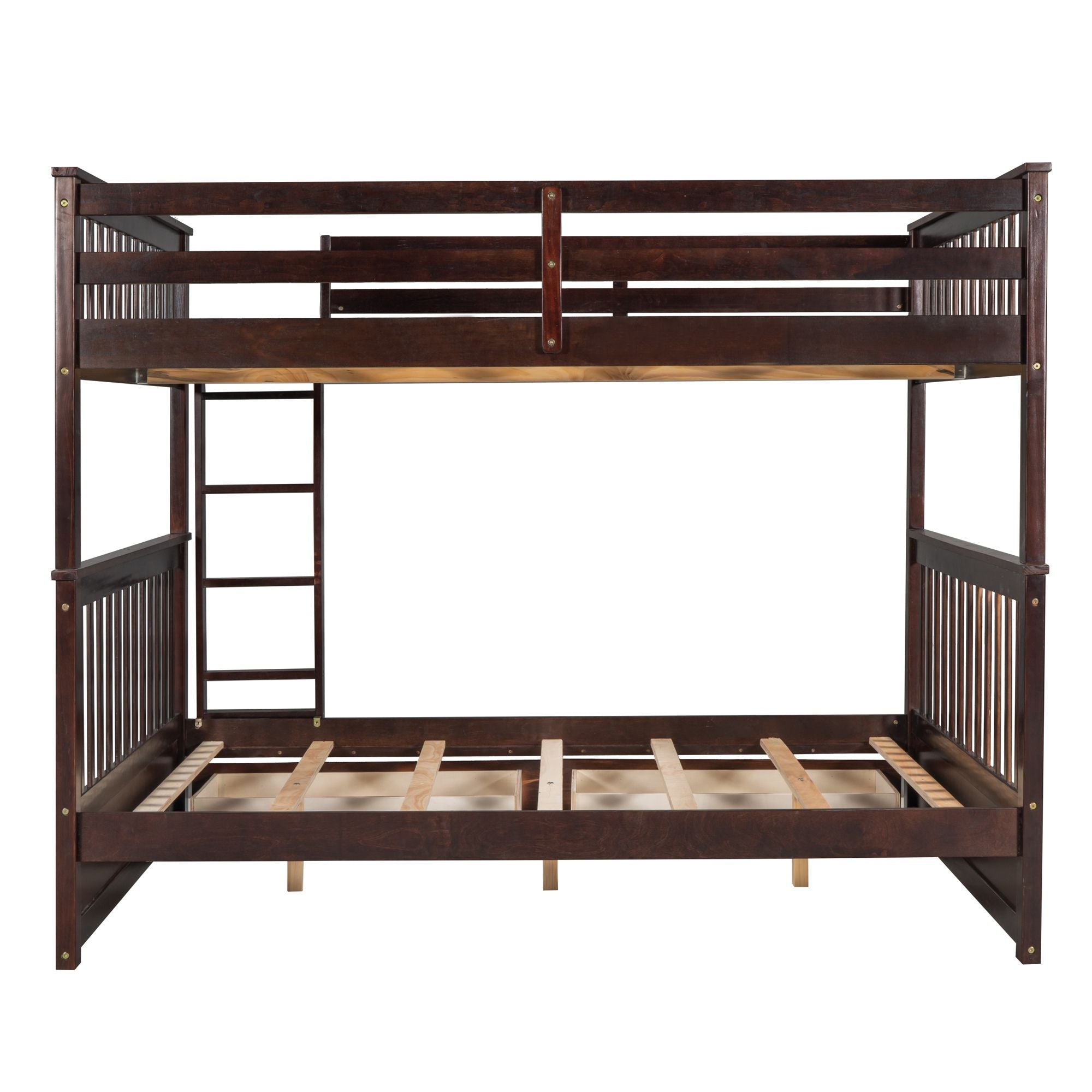 Space-Saving Full Over Full Wood Bunk Bed with Two Storage Drawers and Ladders in Multiple Finishes | Just Better Bunk Beds