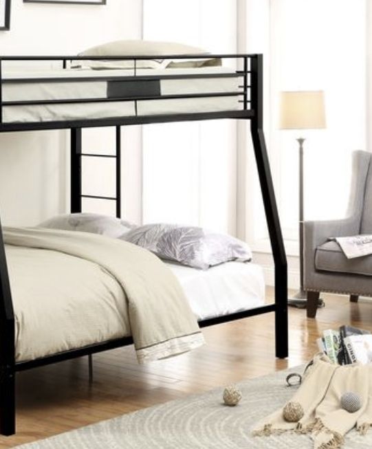 Space-Saving Full XL Over Queen Wood Bunk Bed with Safety Guardrail in Sandy Black | Just Better Bunk Beds