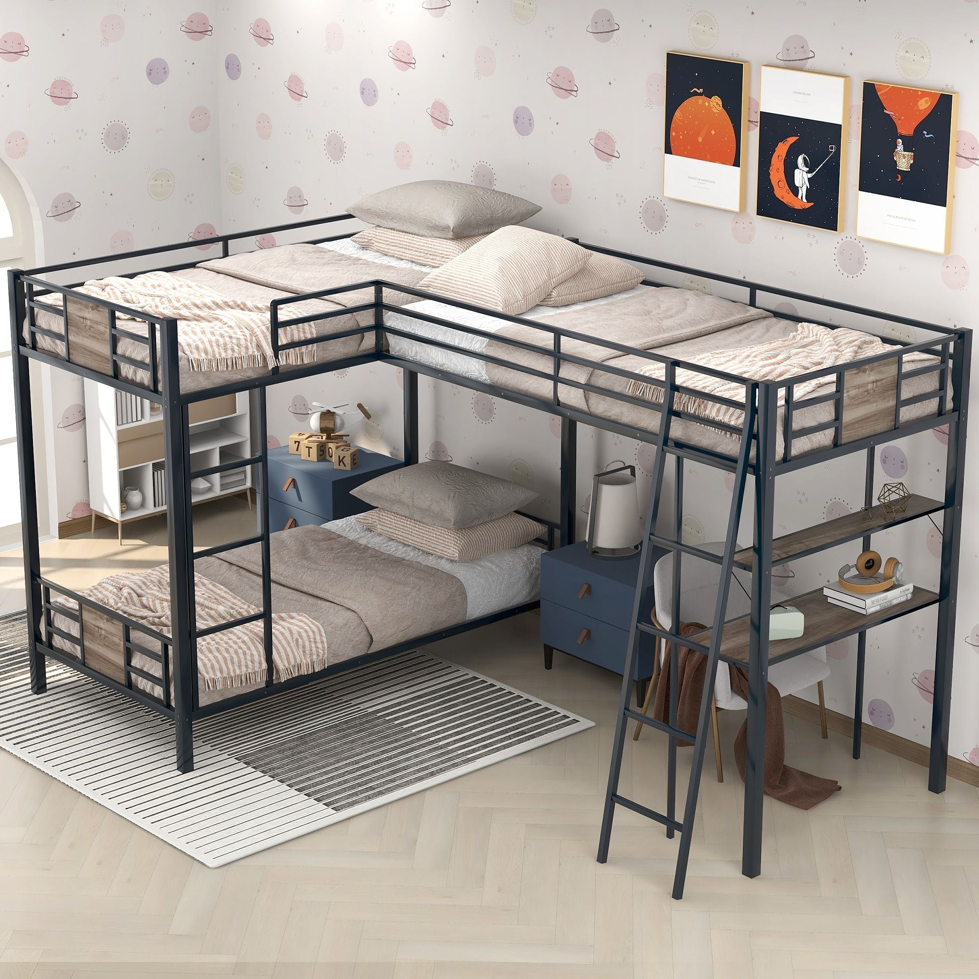 Twin Over Twin Metal Bunk Bed for Kids, ASTM Certified with Guardrails | Just Better Bunk Beds