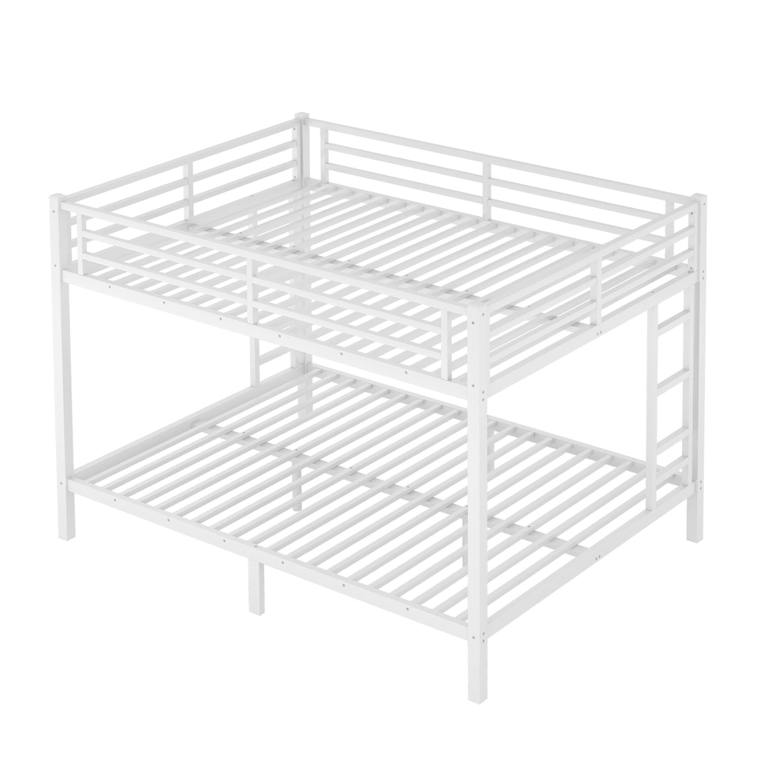 Space-Saving Queen Over Queen Metal Bunk Bed with Noise Reduction, No Box Spring Needed, White | Just Better Bunk Beds