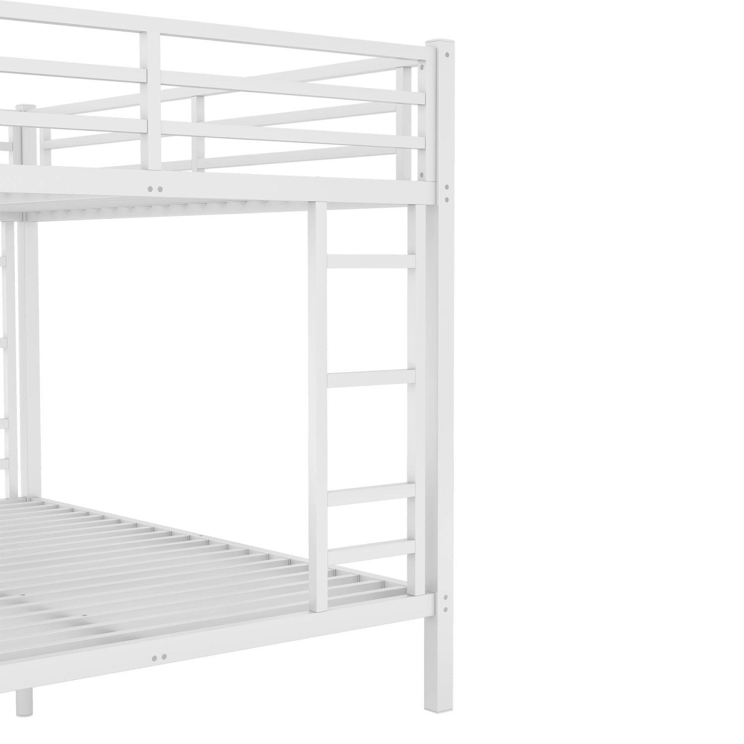 Space-Saving Queen Over Queen Metal Bunk Bed with Noise Reduction, No Box Spring Needed, White | Just Better Bunk Beds