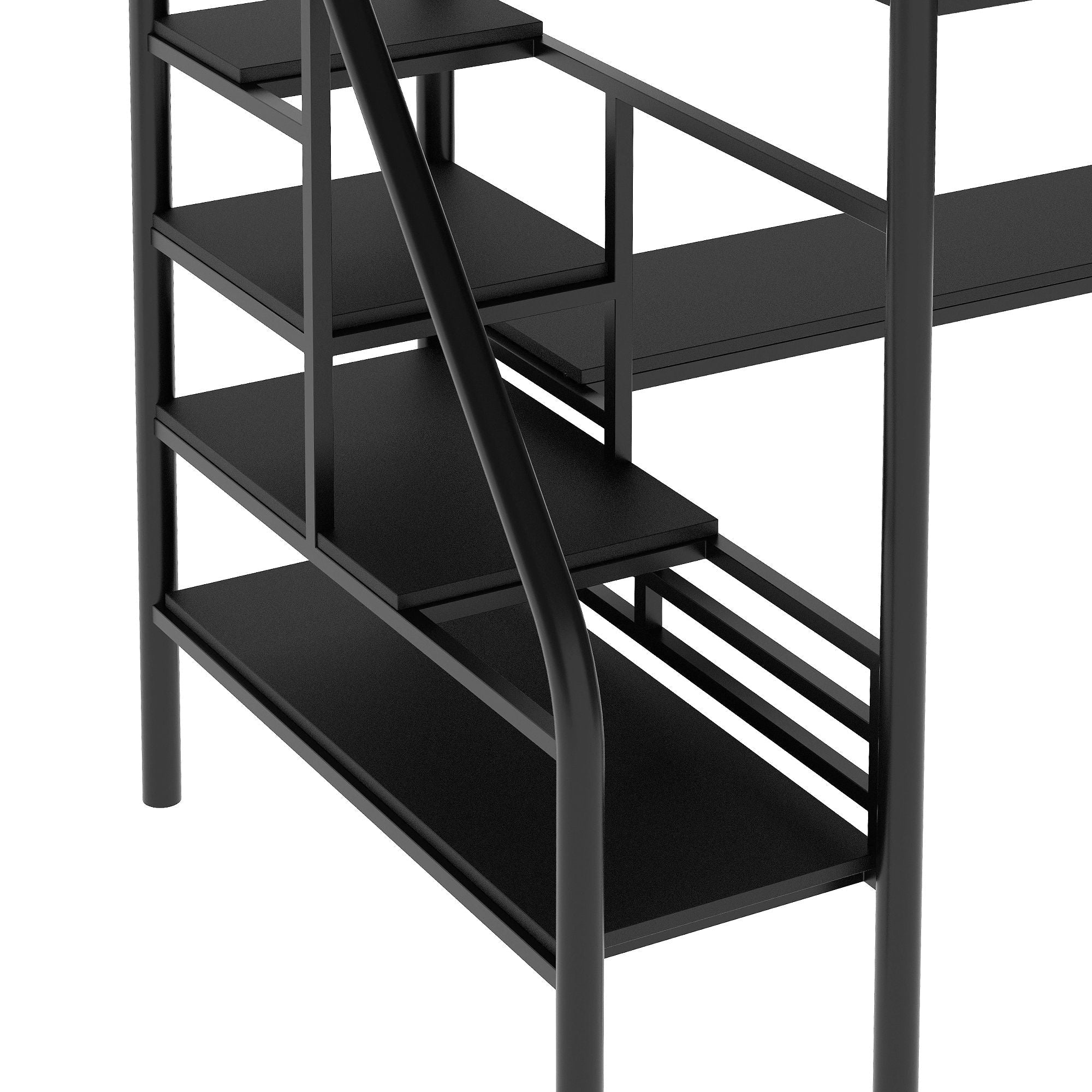 Space-Saving Twin Metal Loft Bed with Integrated Desk, Black | Just Better Bunk Beds